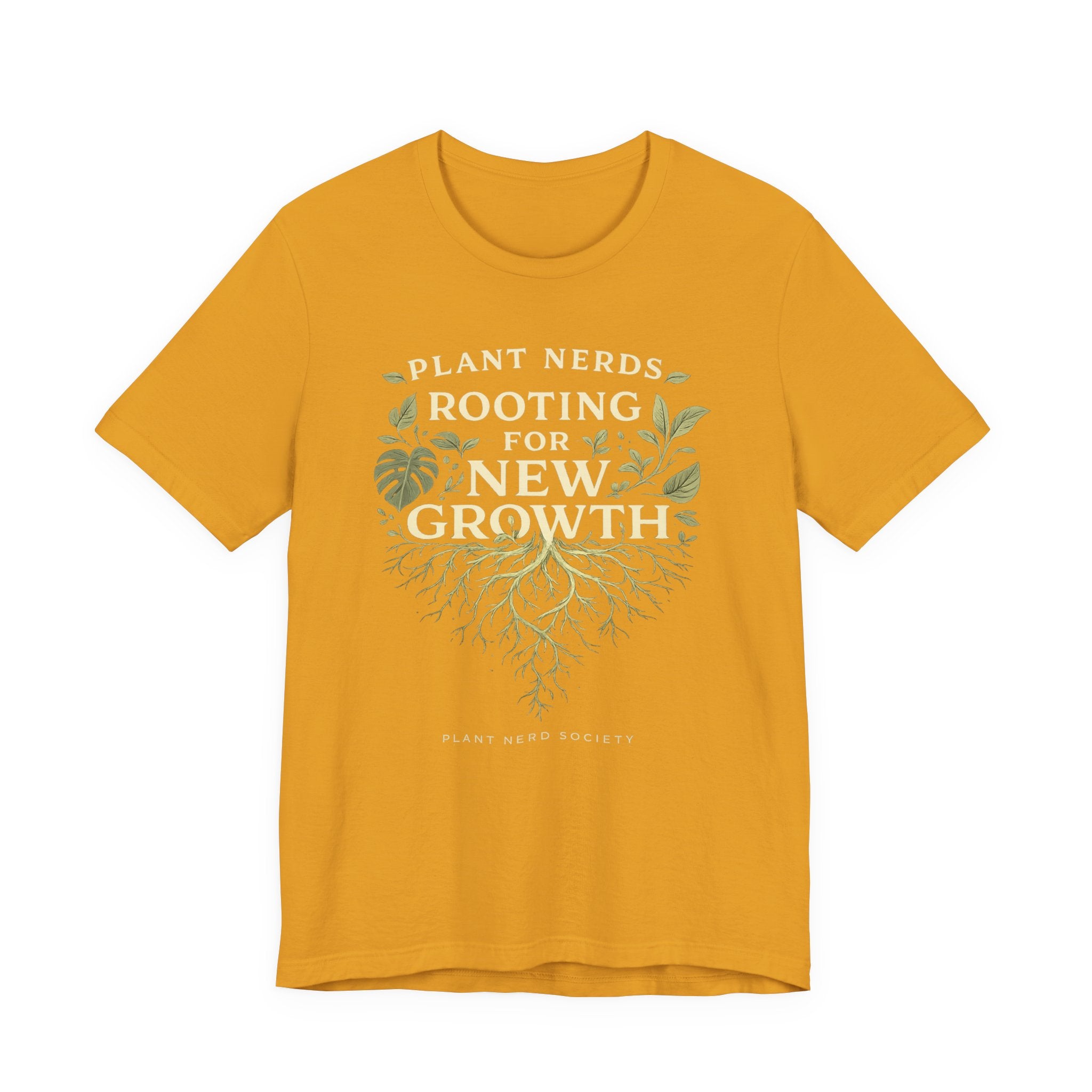 Plant Lovers T‑Shirt — "Plant Nerds Rooting for New Growth" Botanical Roots Tee