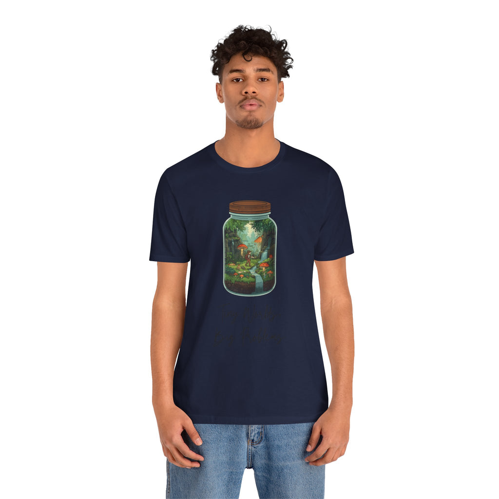 Tiny World Tee — Jar Terrarium Graphic T‑Shirt ("Tiny World, Big Problems")