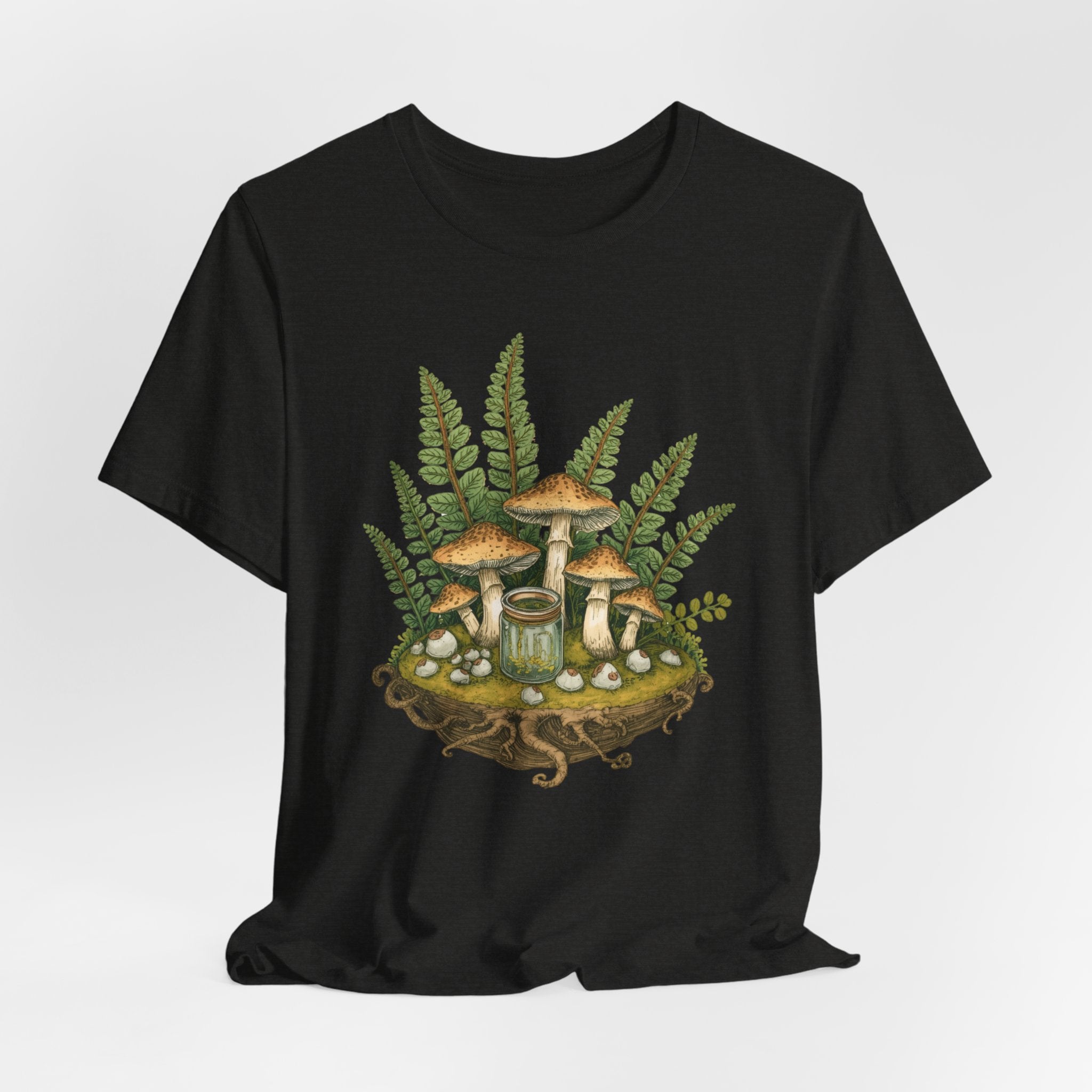 Mushroom Forest Tee — Ferns & Fairy Fungi Graphic T-Shirt
