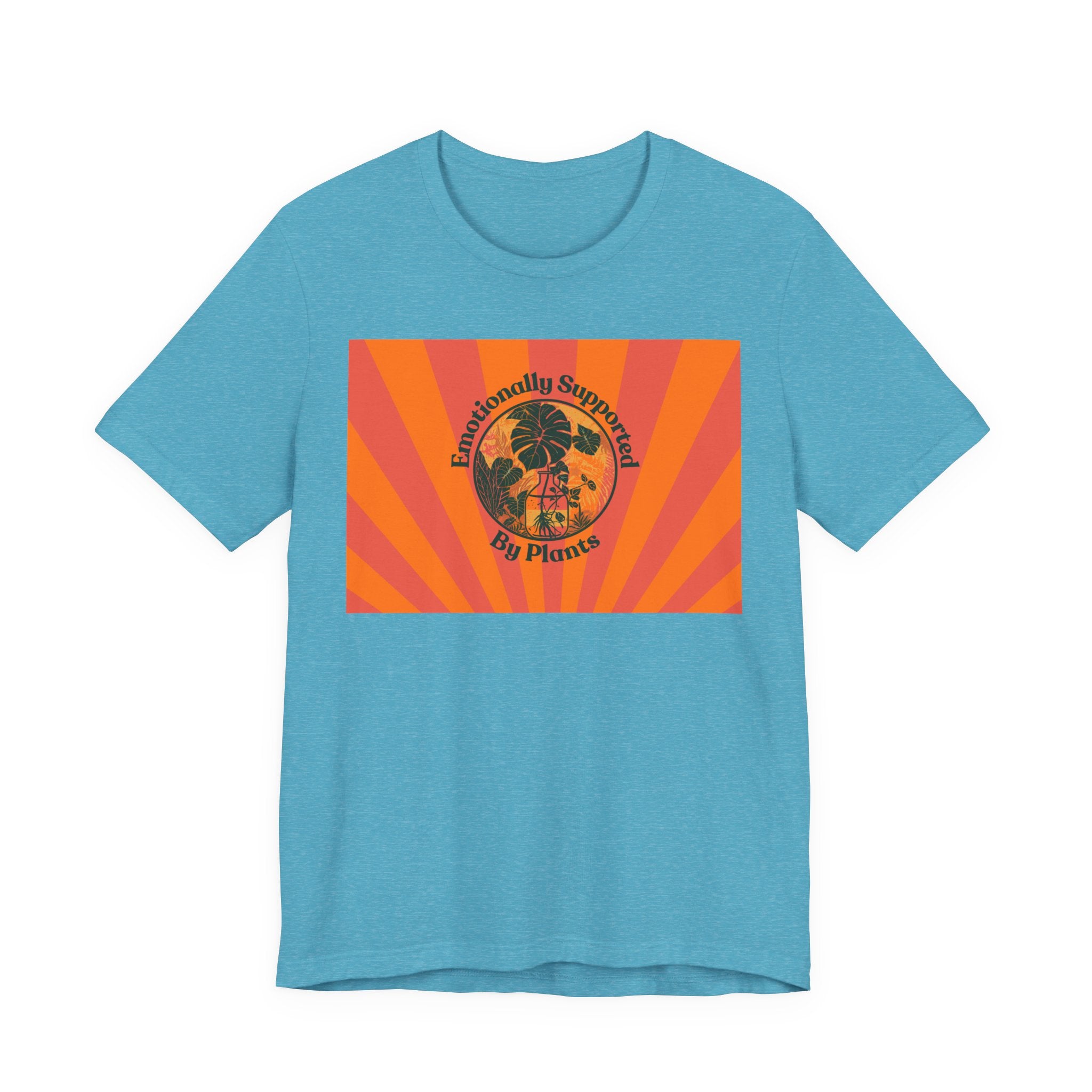 Retro Sunburst Plant Tee — “Emotionally Supported by Plants”