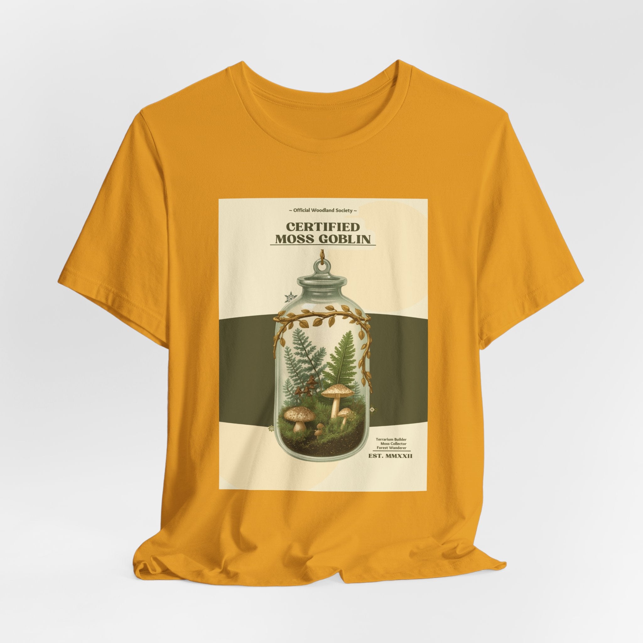 Moss Goblin Tee – 'Certified Moss Goblin' Botanical Jar Graphic T‑Shirt