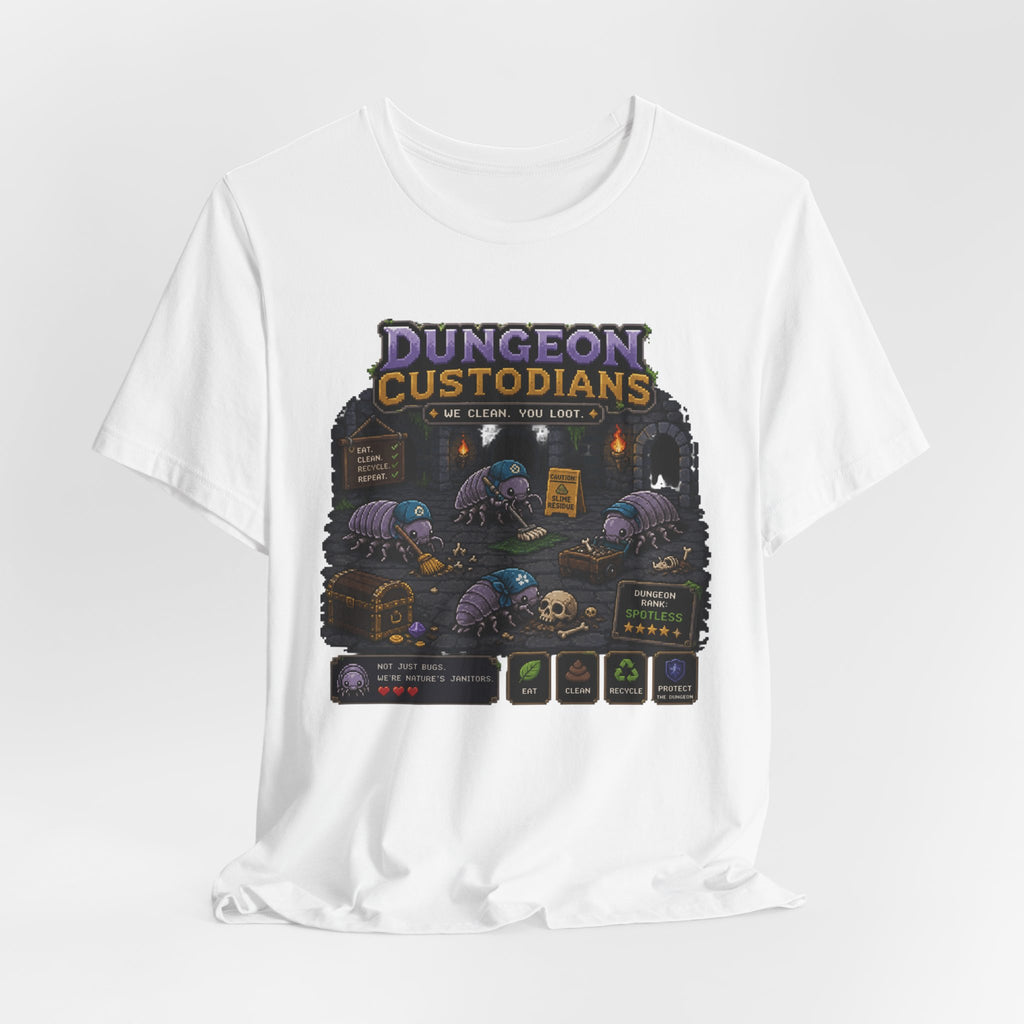 Dungeon Custodians T‑Shirt — Retro Pixel RPG Monsters Gaming Tee