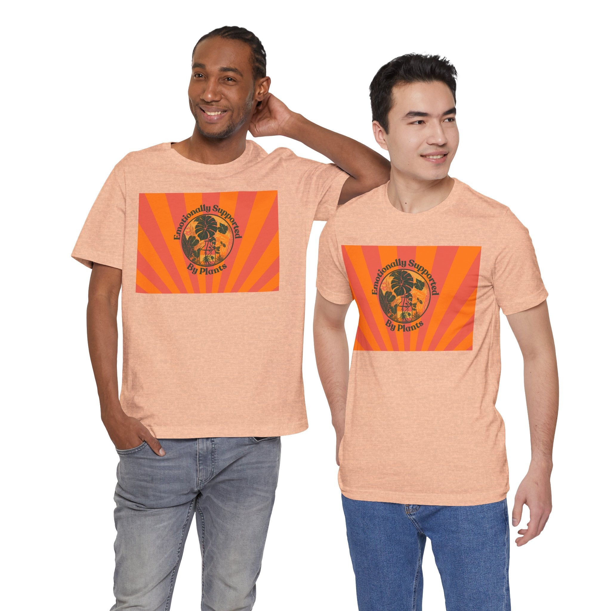 Retro Sunburst Plant Tee — “Emotionally Supported by Plants”