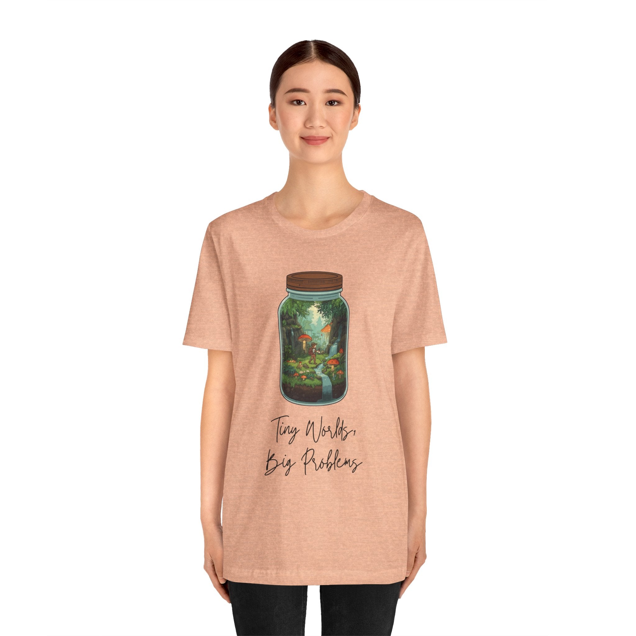 Tiny World Tee — Jar Terrarium Graphic T‑Shirt ("Tiny World, Big Problems")