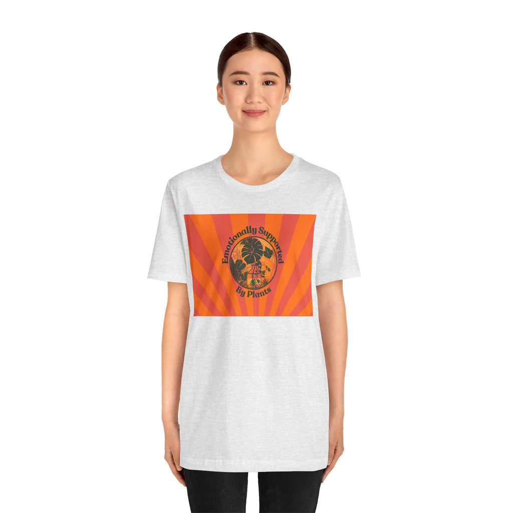 Retro Sunburst Plant Tee — “Emotionally Supported by Plants”