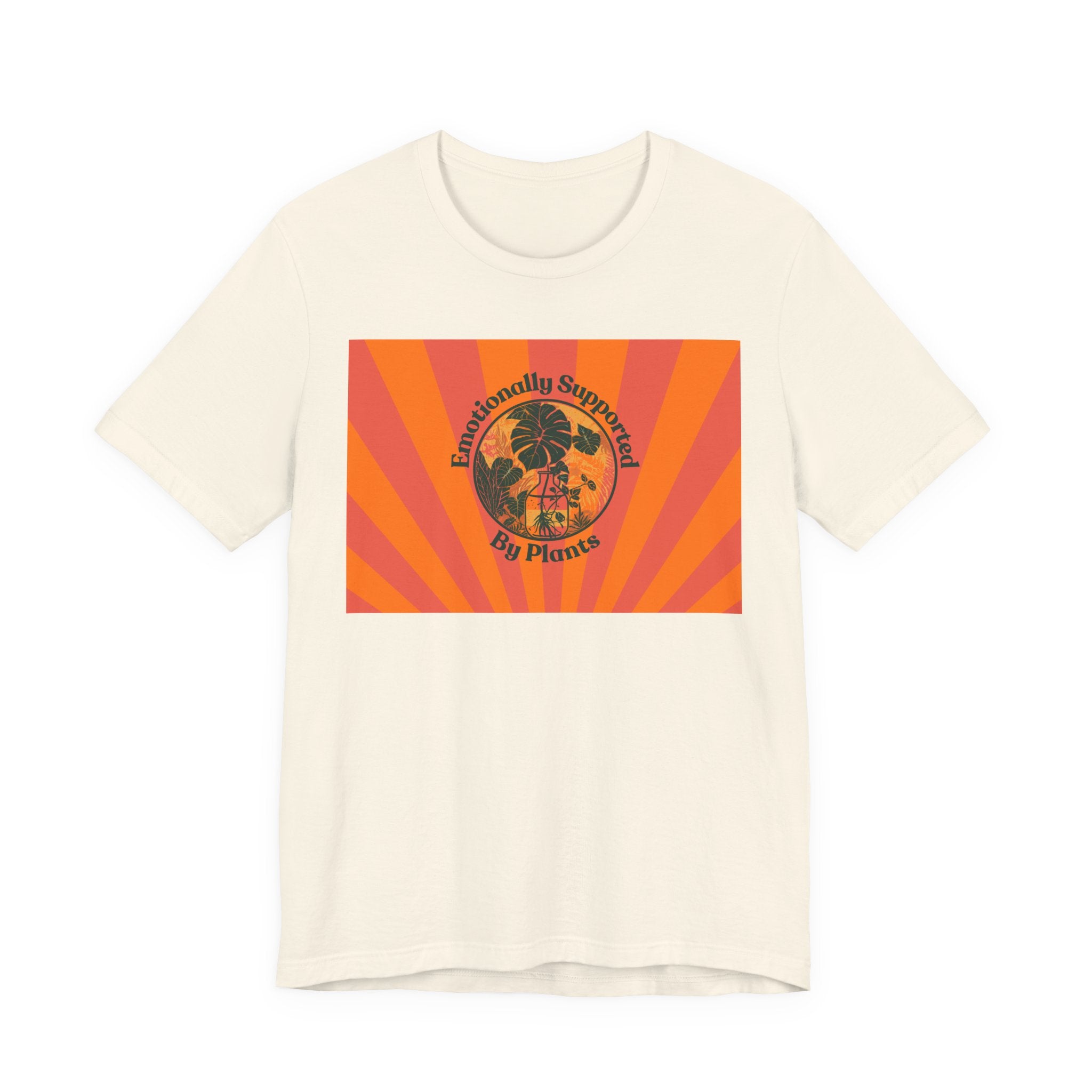 Retro Sunburst Plant Tee — “Emotionally Supported by Plants”
