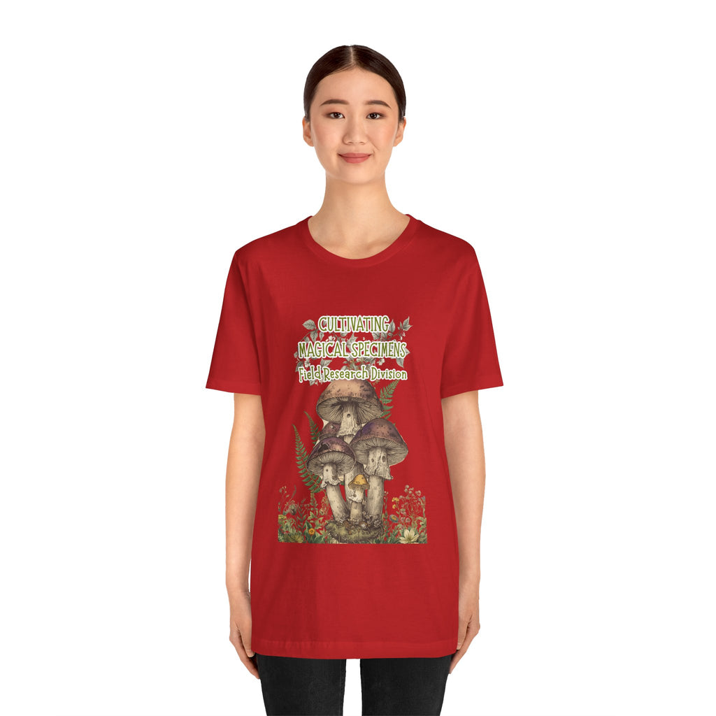 Mushroom Field Research Tee — "Cultivating Magical Specimens" Botanical Graphic Shirt