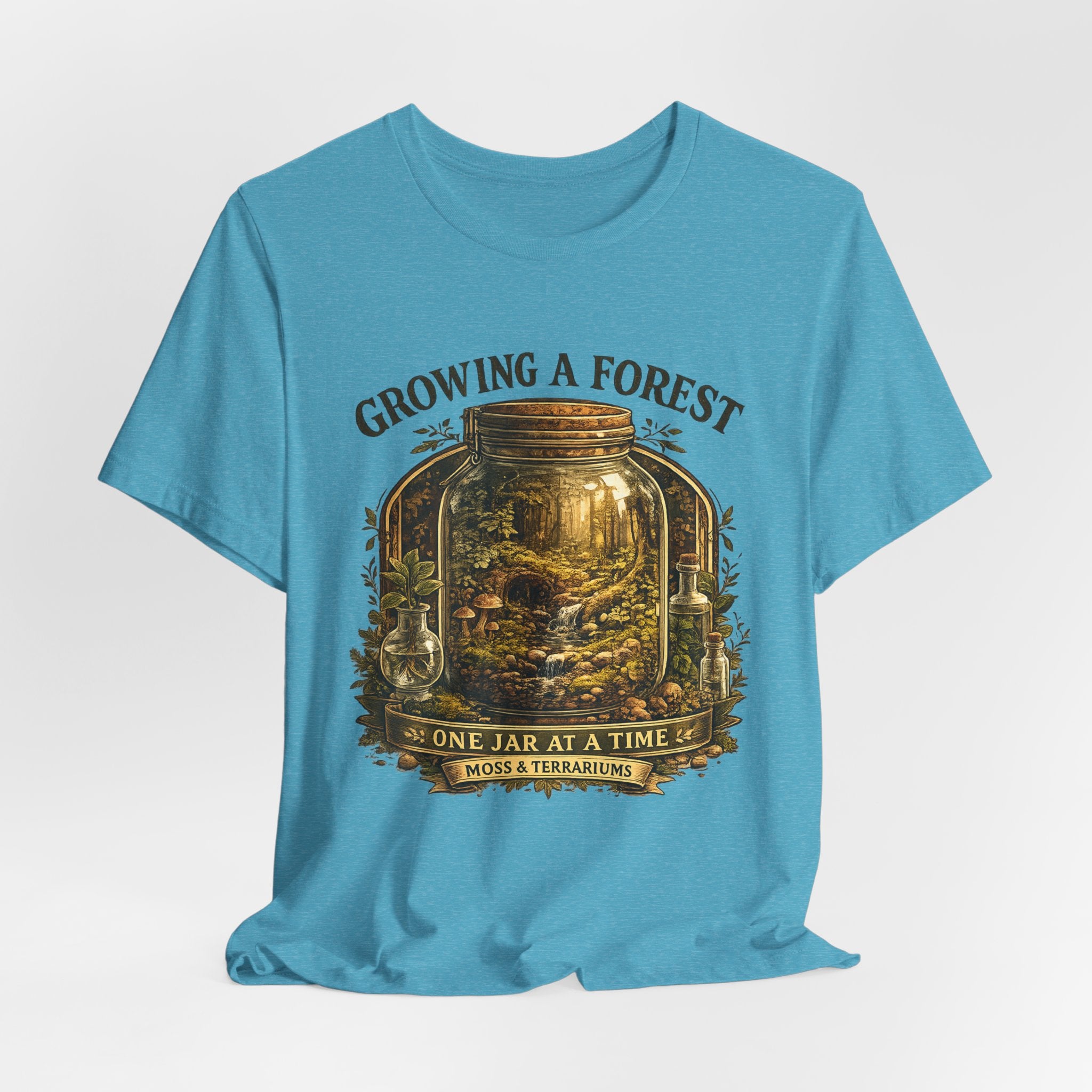 Growing a Forest Jar Tee — "One Jar at a Time" Moss & Terrarium T-Shirt