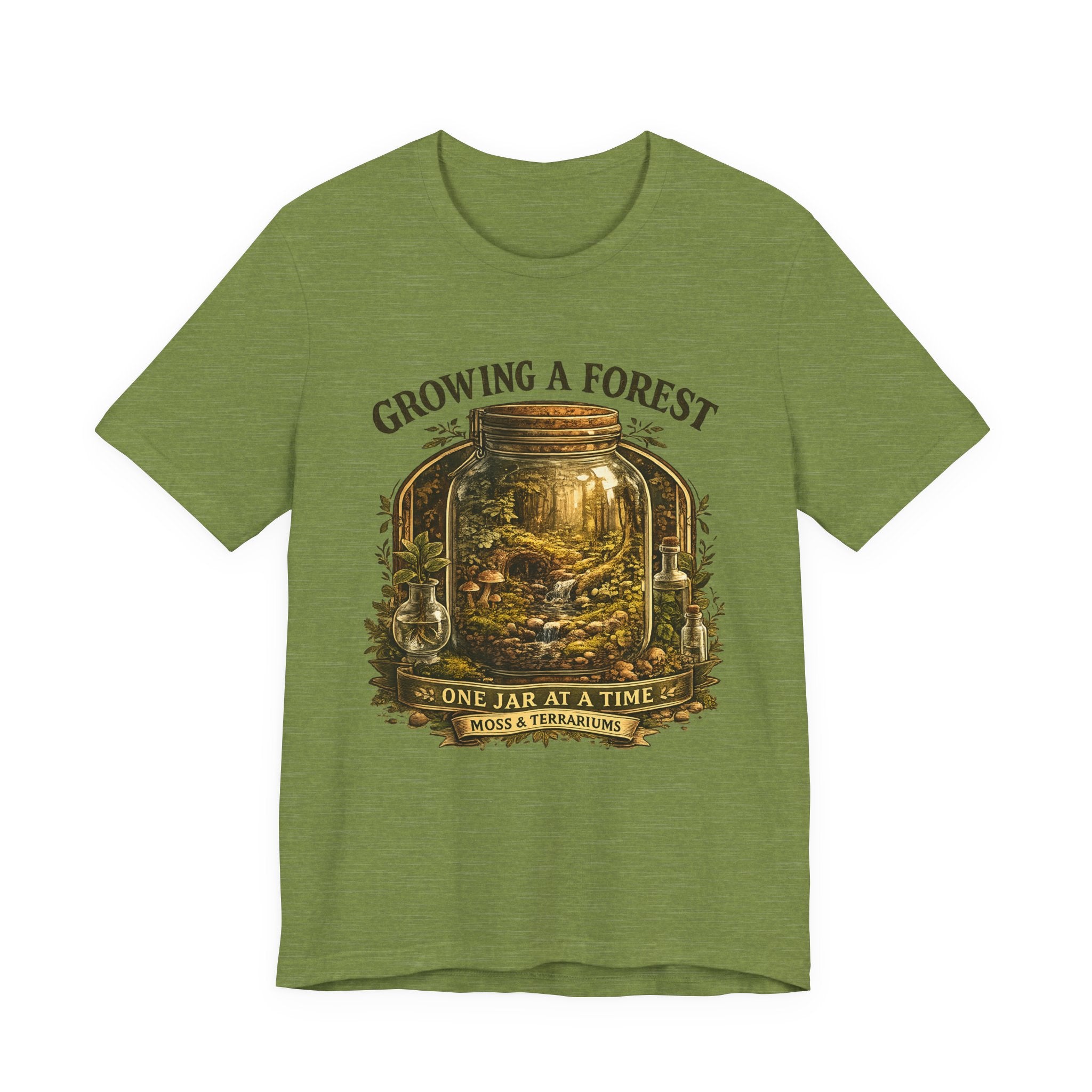 Growing a Forest Jar Tee — "One Jar at a Time" Moss & Terrarium T-Shirt