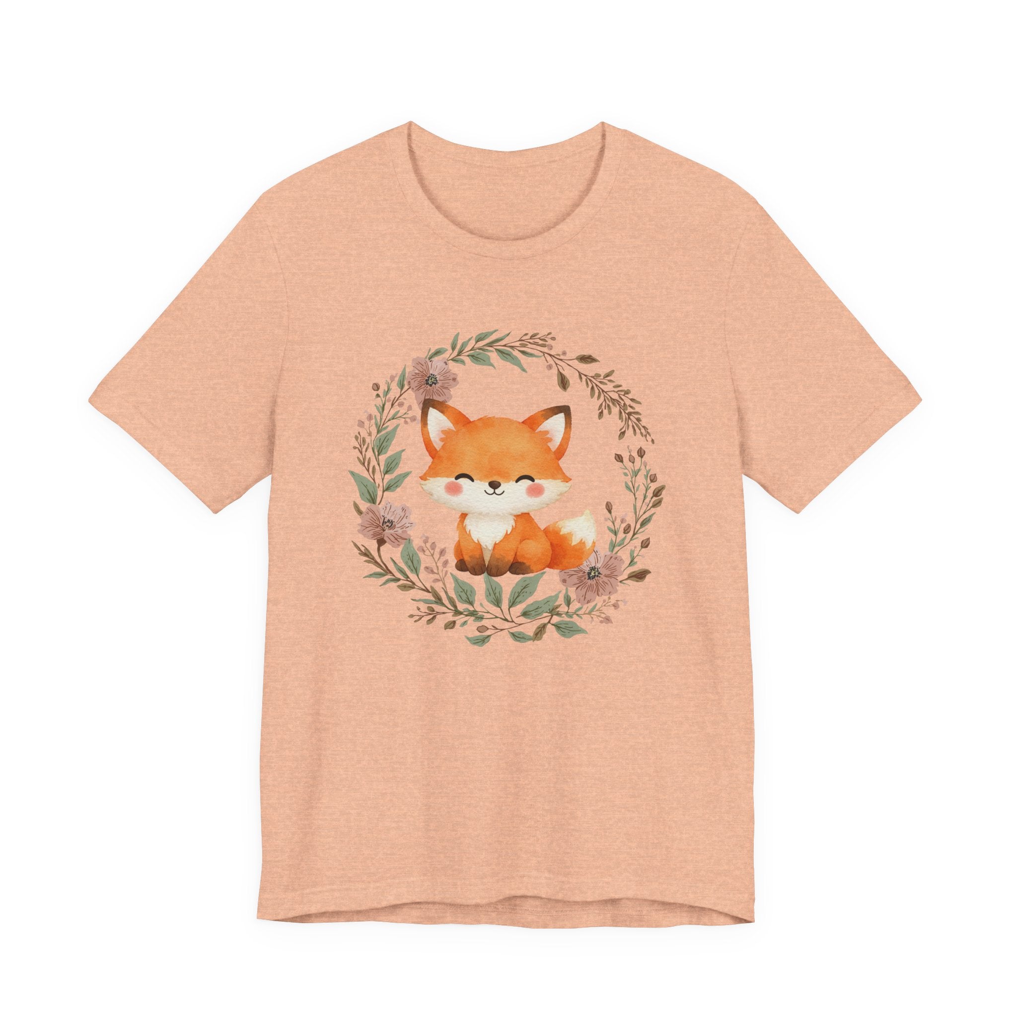 Cute Fox Wreath T-Shirt – Woodland Floral Baby Fox Tee