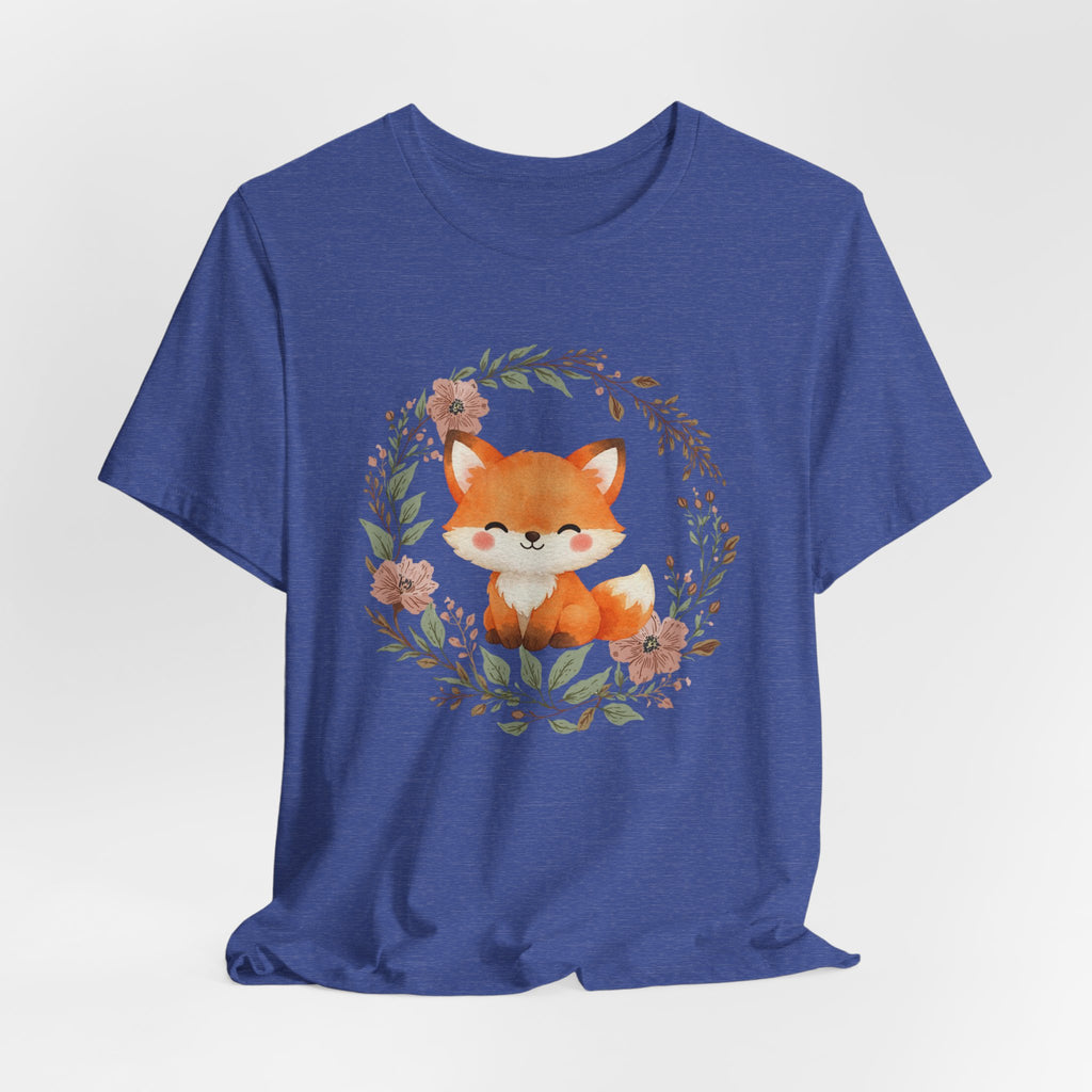 Cute Fox Wreath T-Shirt – Woodland Floral Baby Fox Tee