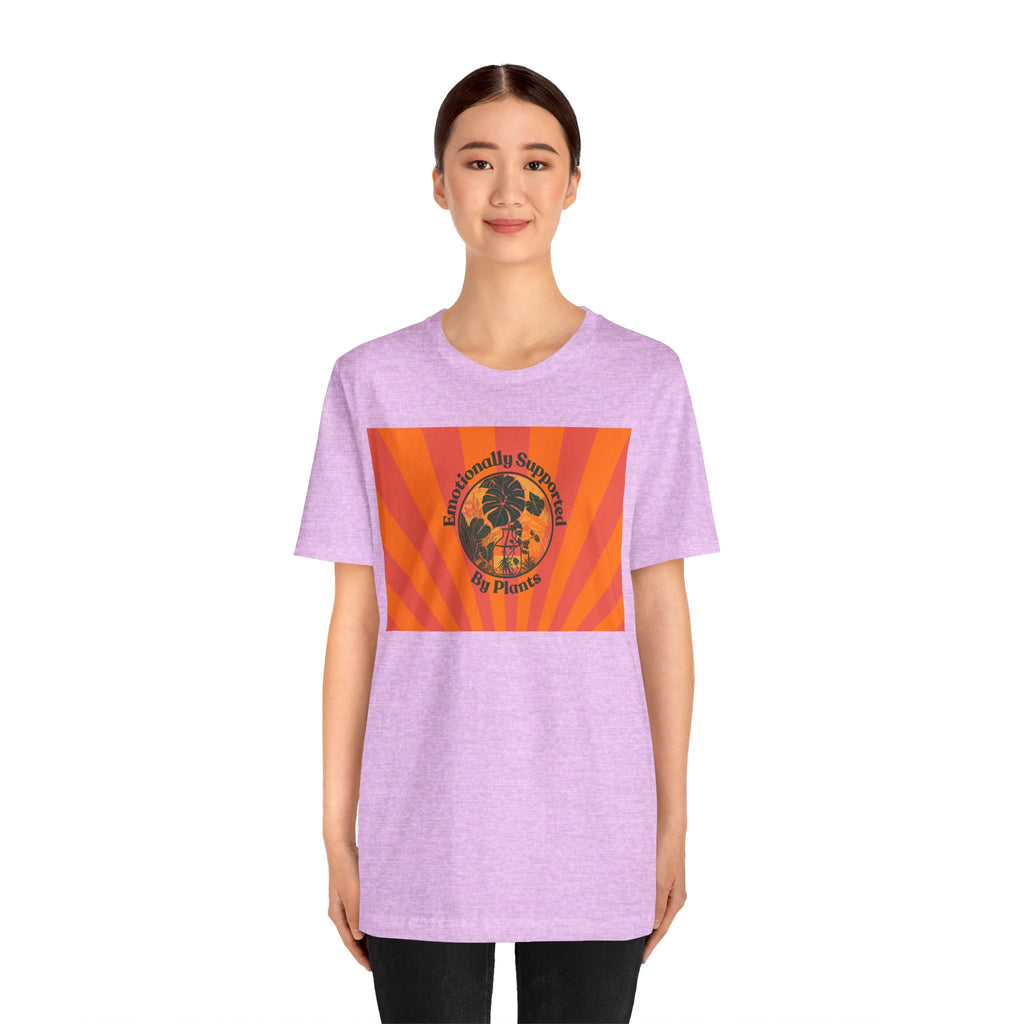 Retro Sunburst Plant Tee — “Emotionally Supported by Plants”