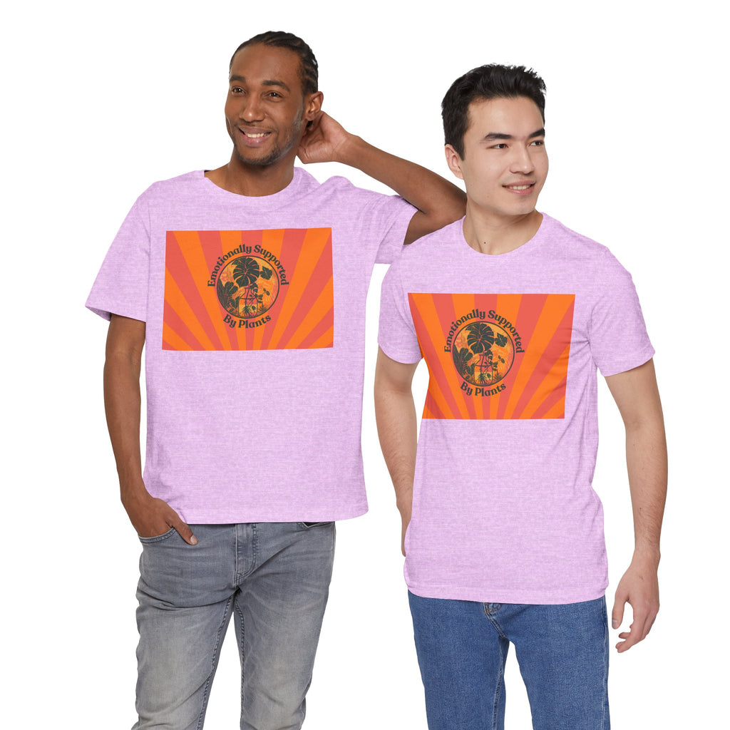 Retro Sunburst Plant Tee — “Emotionally Supported by Plants”