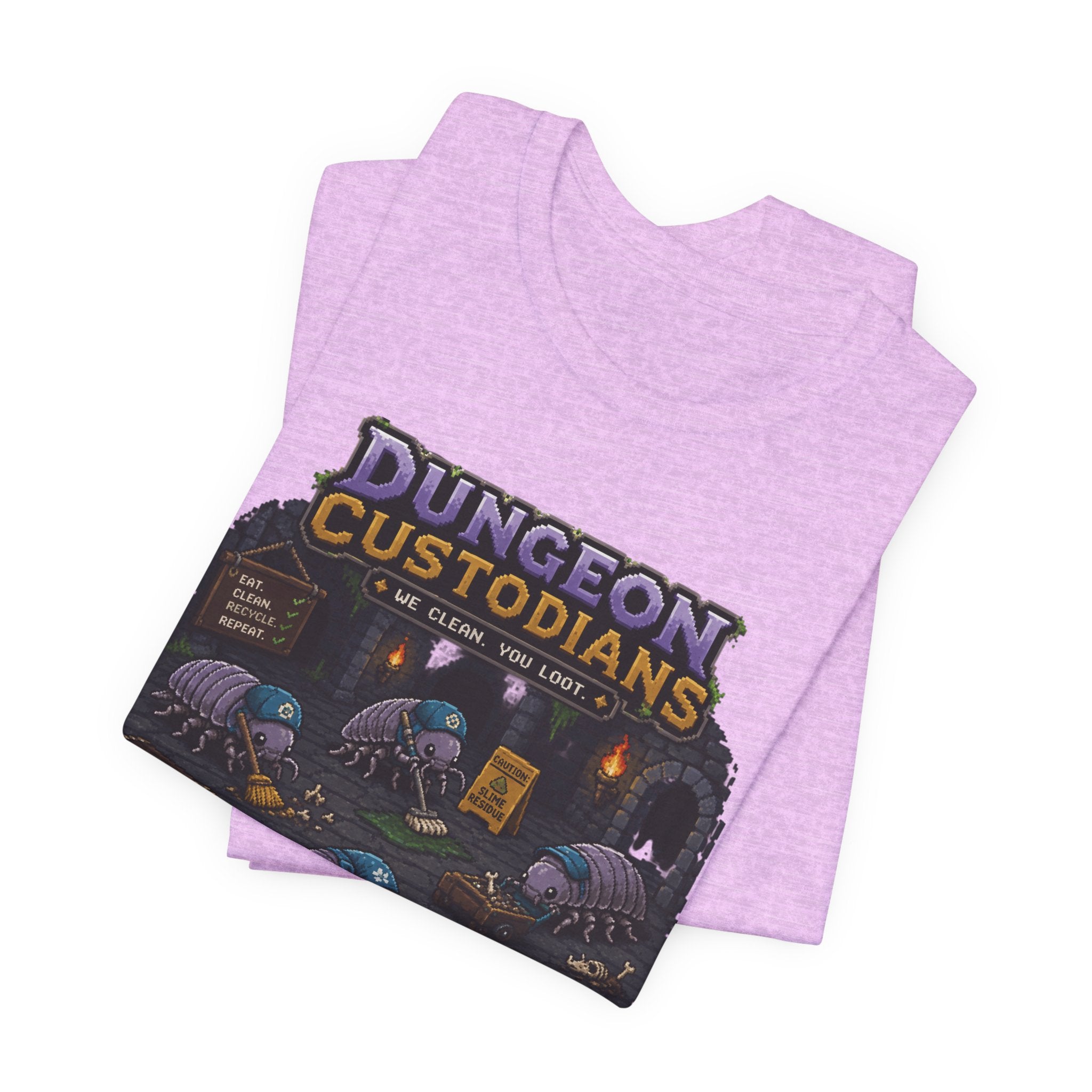 Dungeon Custodians T‑Shirt — Retro Pixel RPG Monsters Gaming Tee