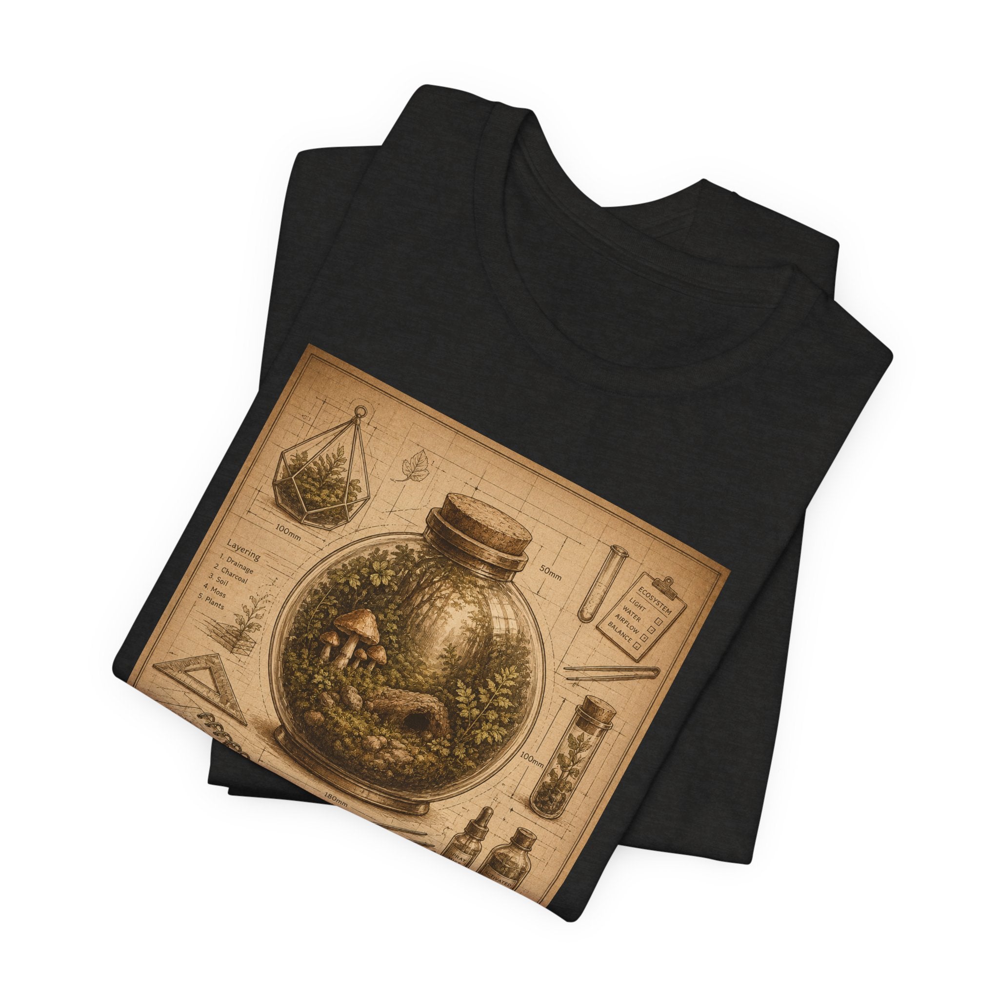 Architect of Tiny Ecosystems T-Shirt — Terrarium Builder Vintage Diagram Tee