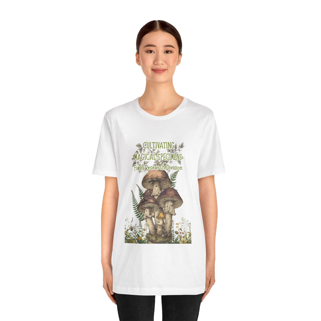 Mushroom Field Research Tee — "Cultivating Magical Specimens" Botanical Graphic Shirt