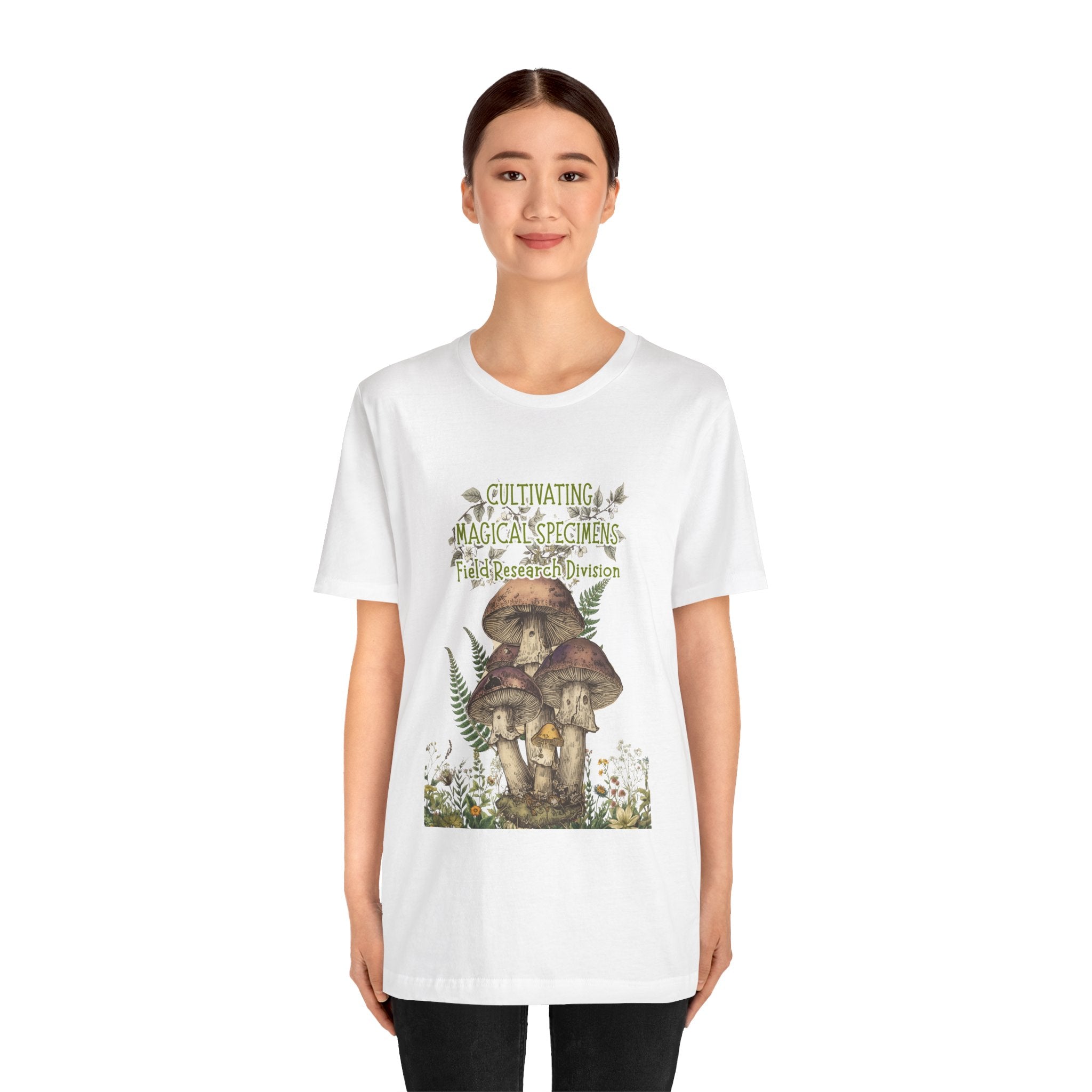 Mushroom Field Research Tee — "Cultivating Magical Specimens" Botanical Graphic Shirt