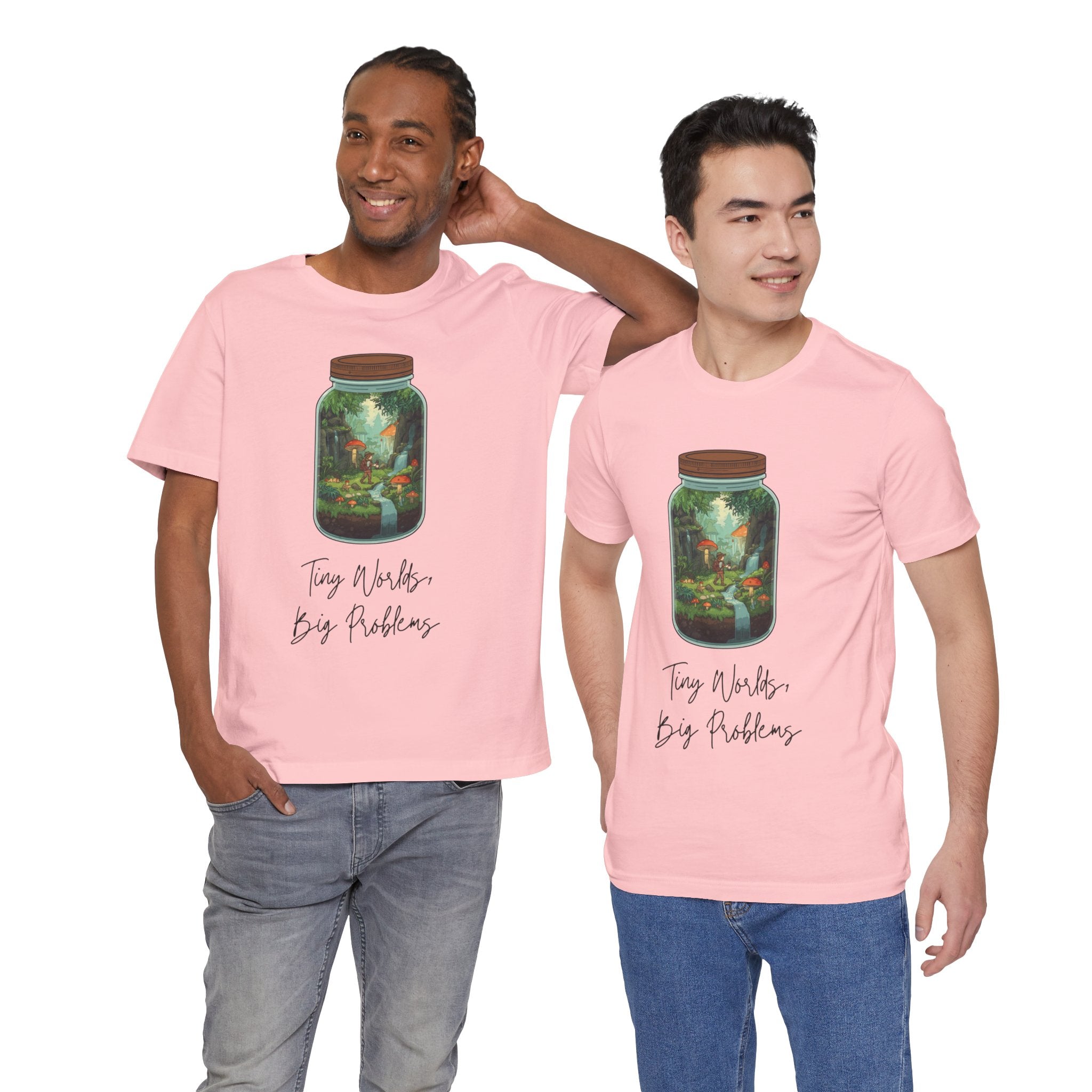 Tiny World Tee — Jar Terrarium Graphic T‑Shirt ("Tiny World, Big Problems")