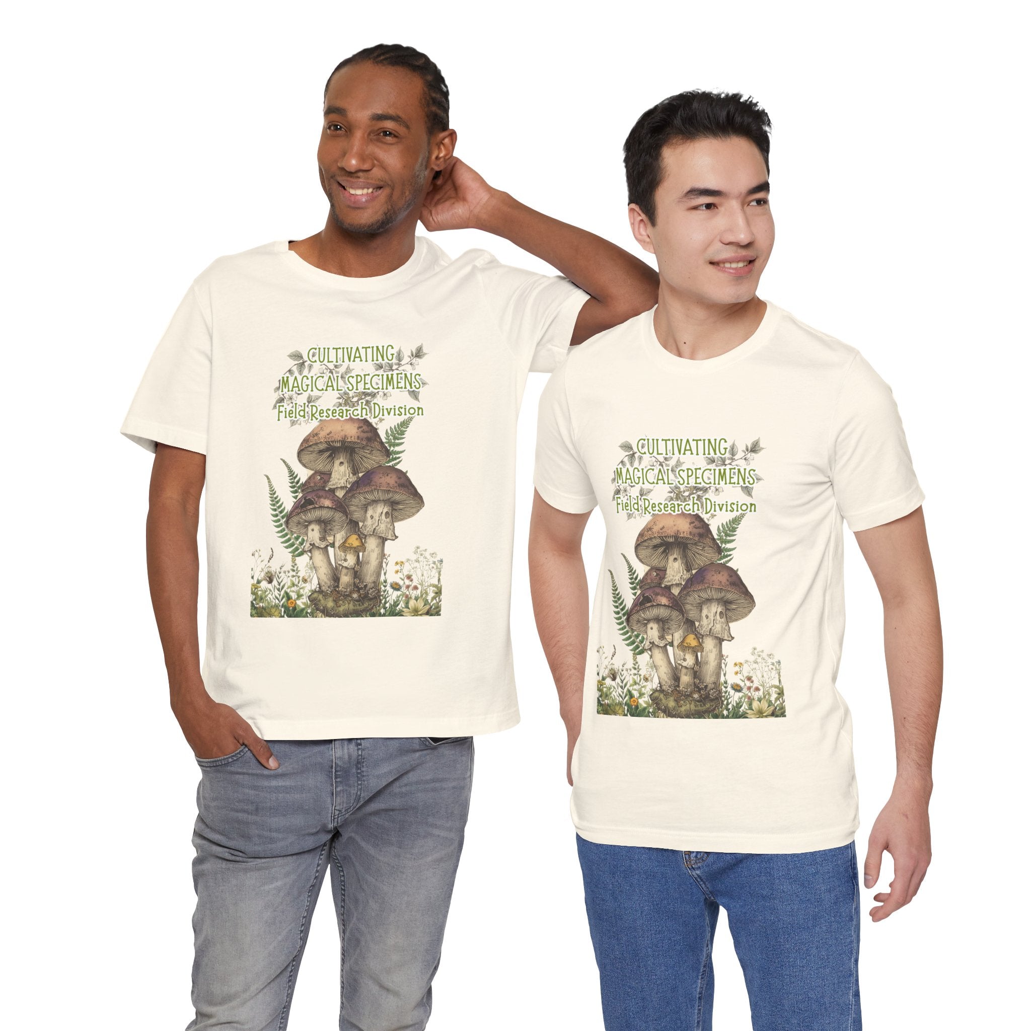 Mushroom Field Research Tee — "Cultivating Magical Specimens" Botanical Graphic Shirt