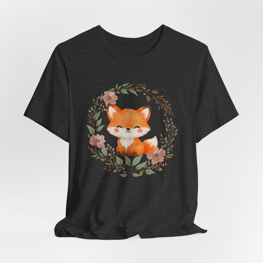 Cute Fox Wreath T-Shirt – Woodland Floral Baby Fox Tee