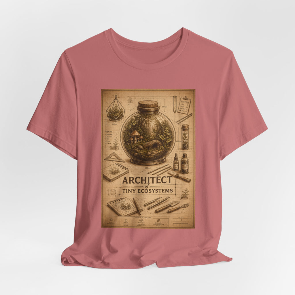 Architect of Tiny Ecosystems T-Shirt — Terrarium Builder Vintage Diagram Tee