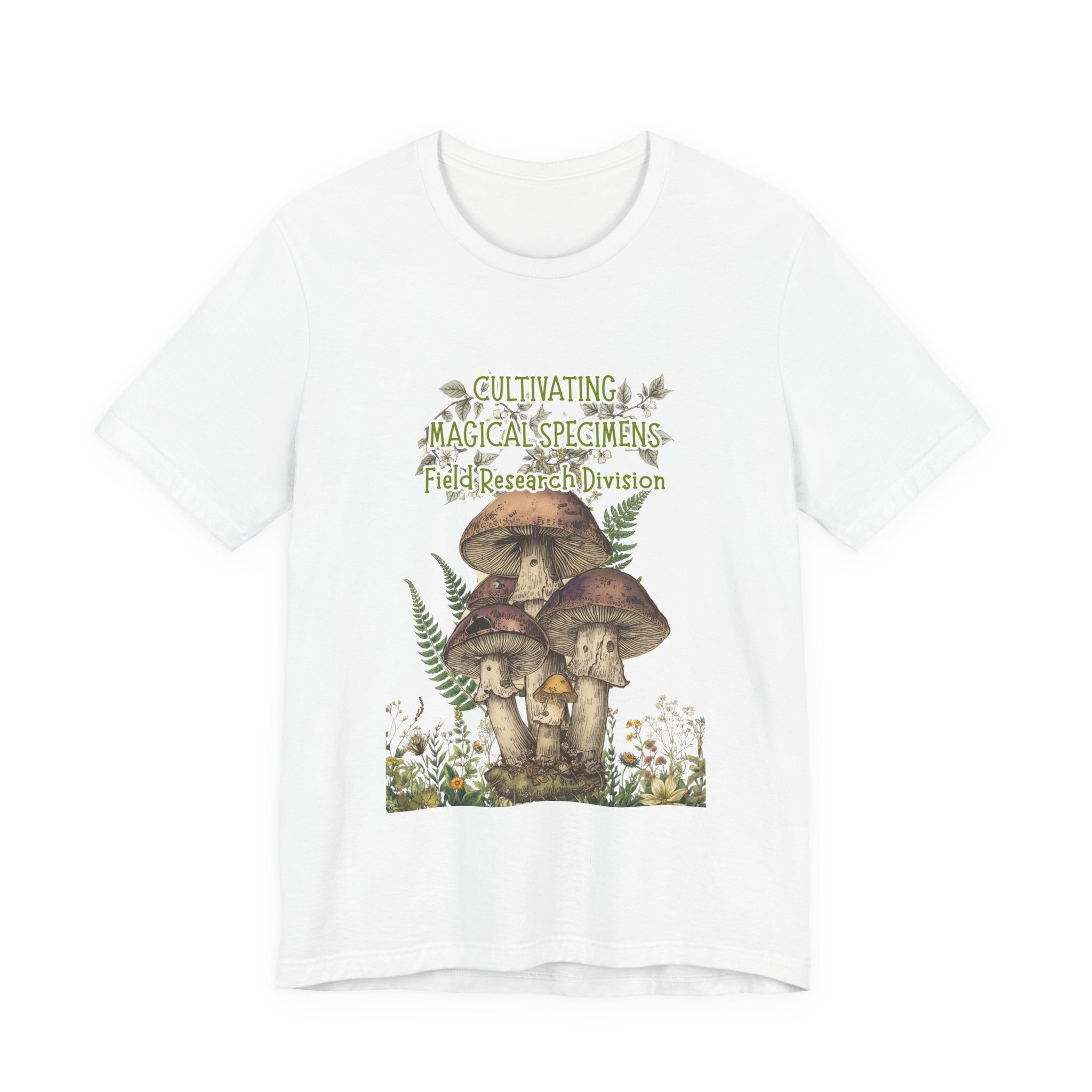 Mushroom Field Research Tee — "Cultivating Magical Specimens" Botanical Graphic Shirt