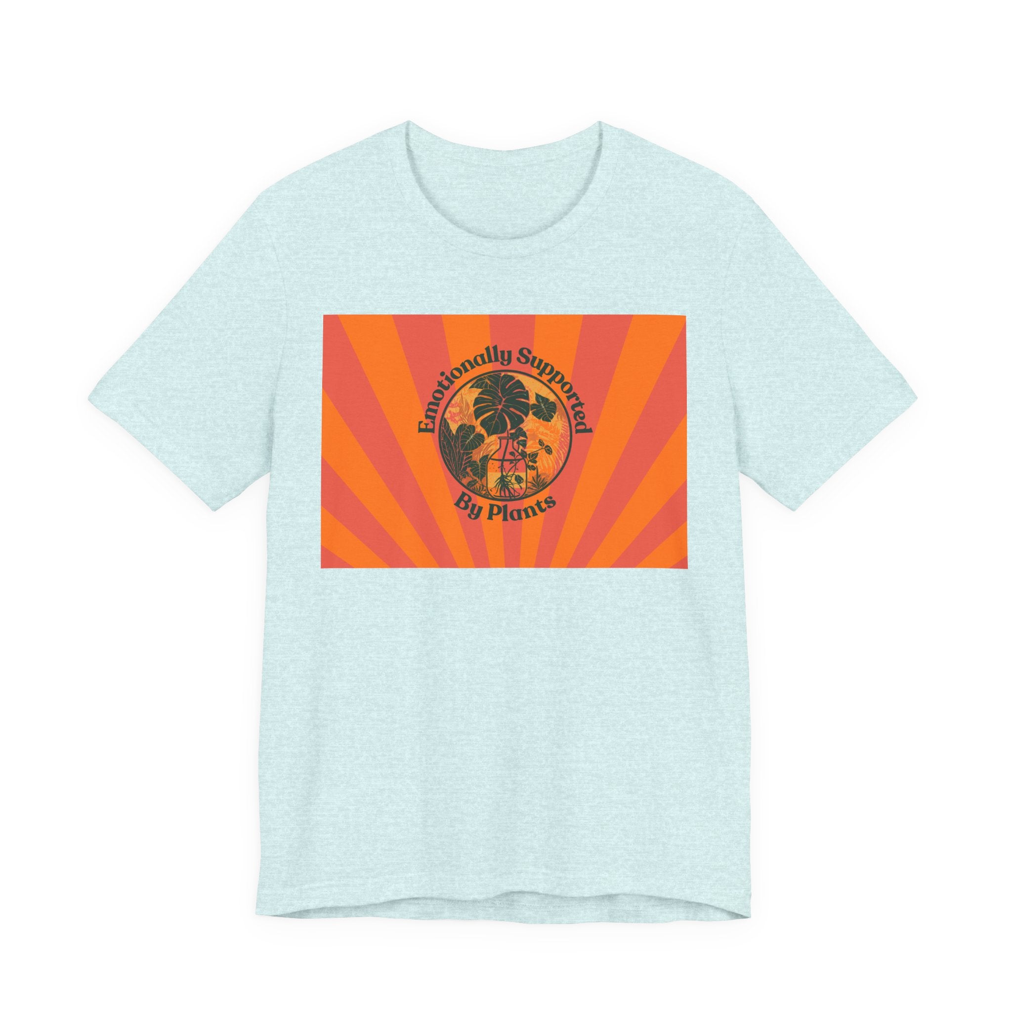 Retro Sunburst Plant Tee — “Emotionally Supported by Plants”