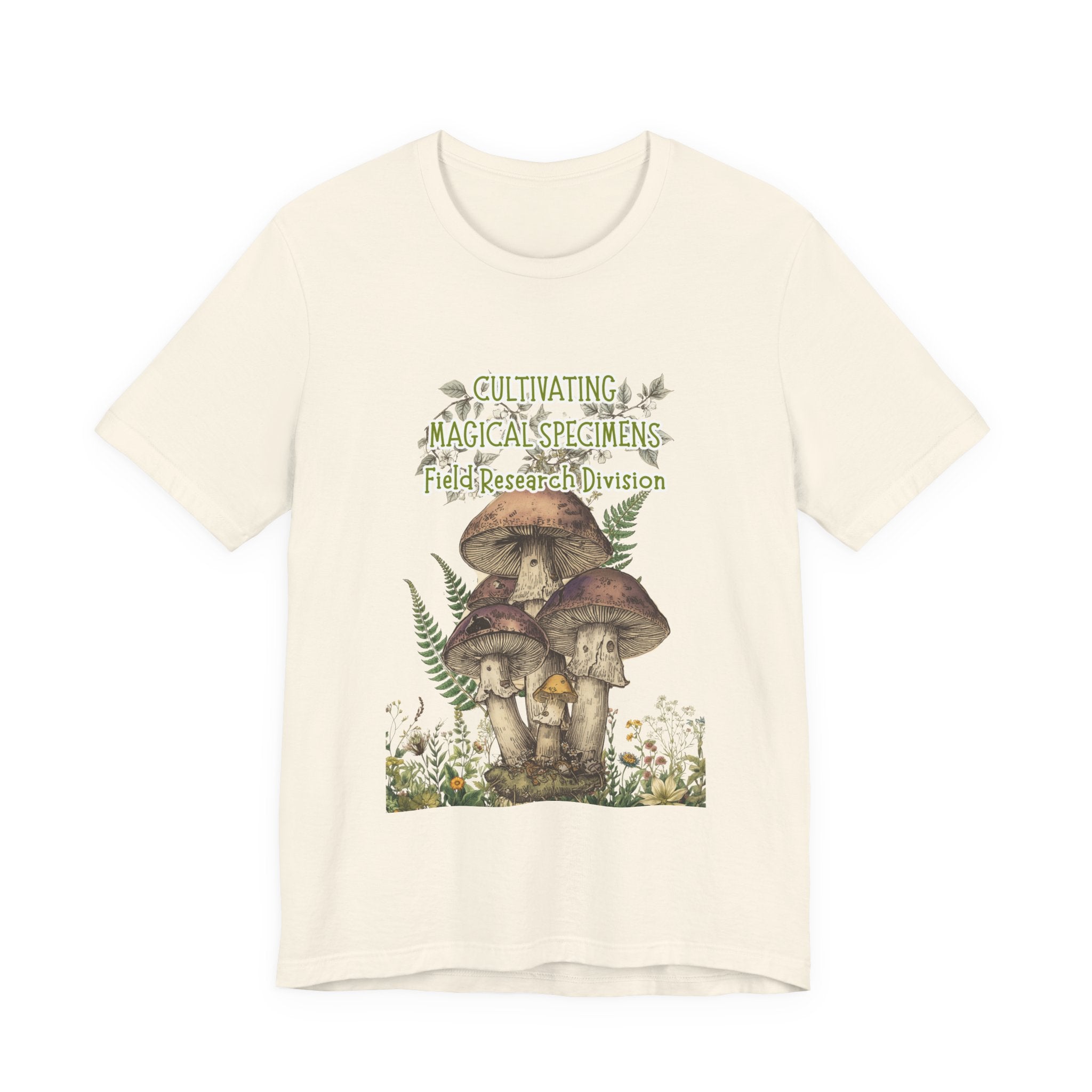 Mushroom Field Research Tee — "Cultivating Magical Specimens" Botanical Graphic Shirt