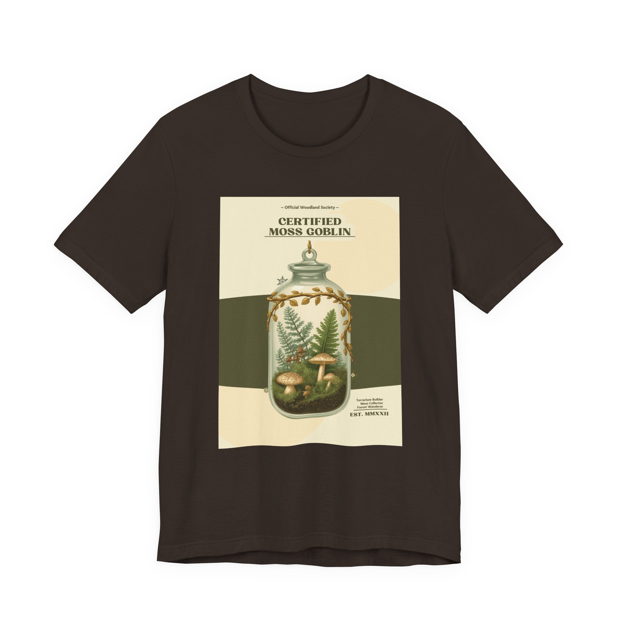 Moss Goblin Tee – 'Certified Moss Goblin' Botanical Jar Graphic T‑Shirt