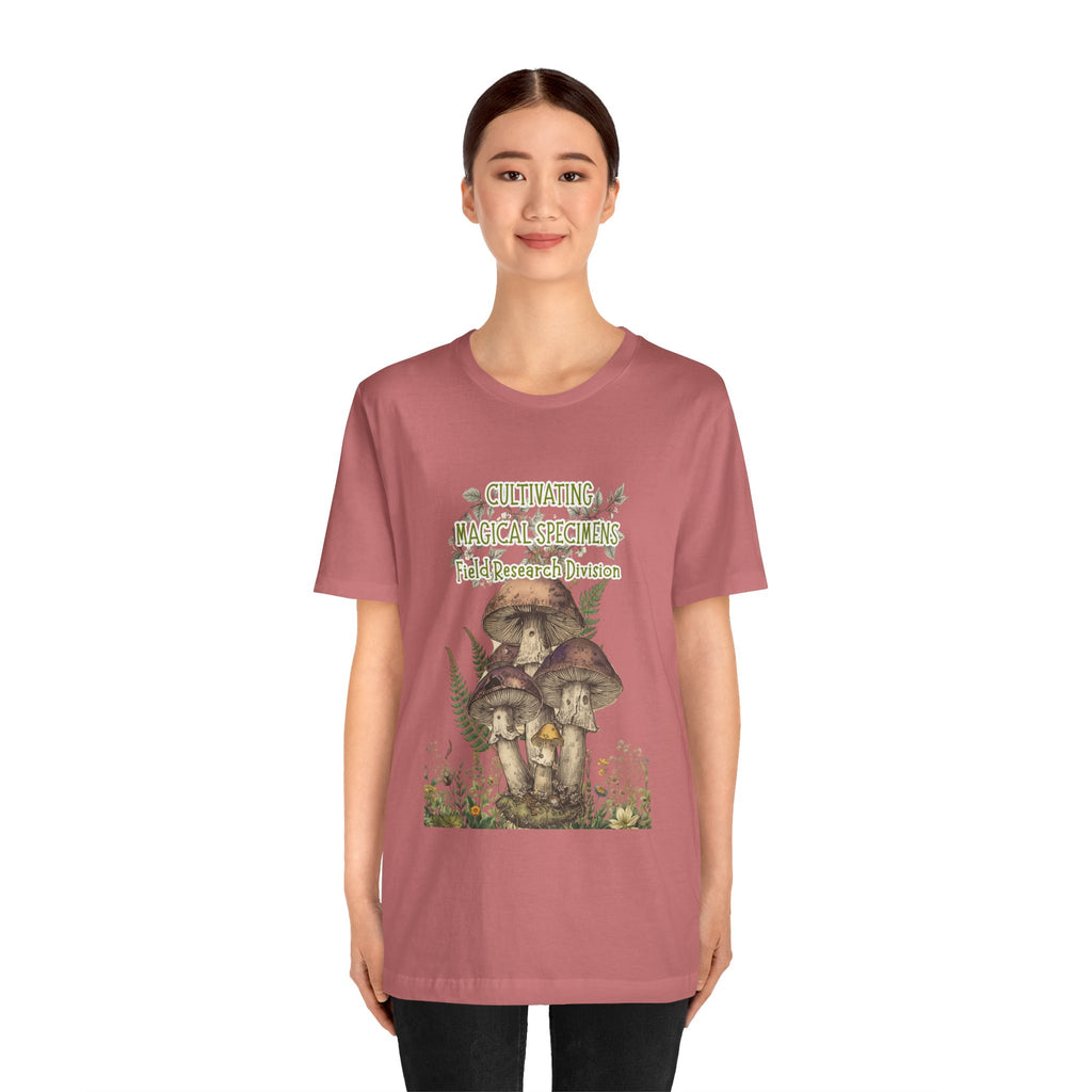Mushroom Field Research Tee — "Cultivating Magical Specimens" Botanical Graphic Shirt