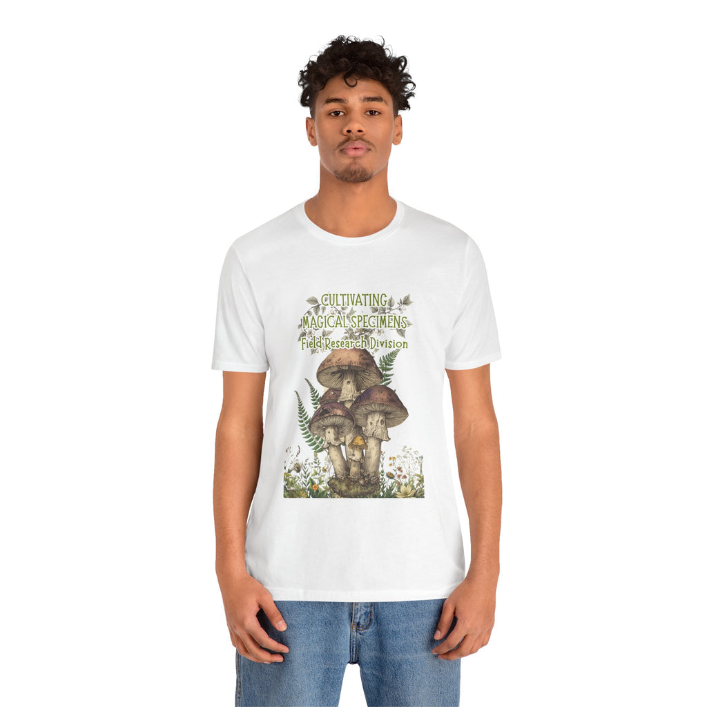 Mushroom Field Research Tee — "Cultivating Magical Specimens" Botanical Graphic Shirt