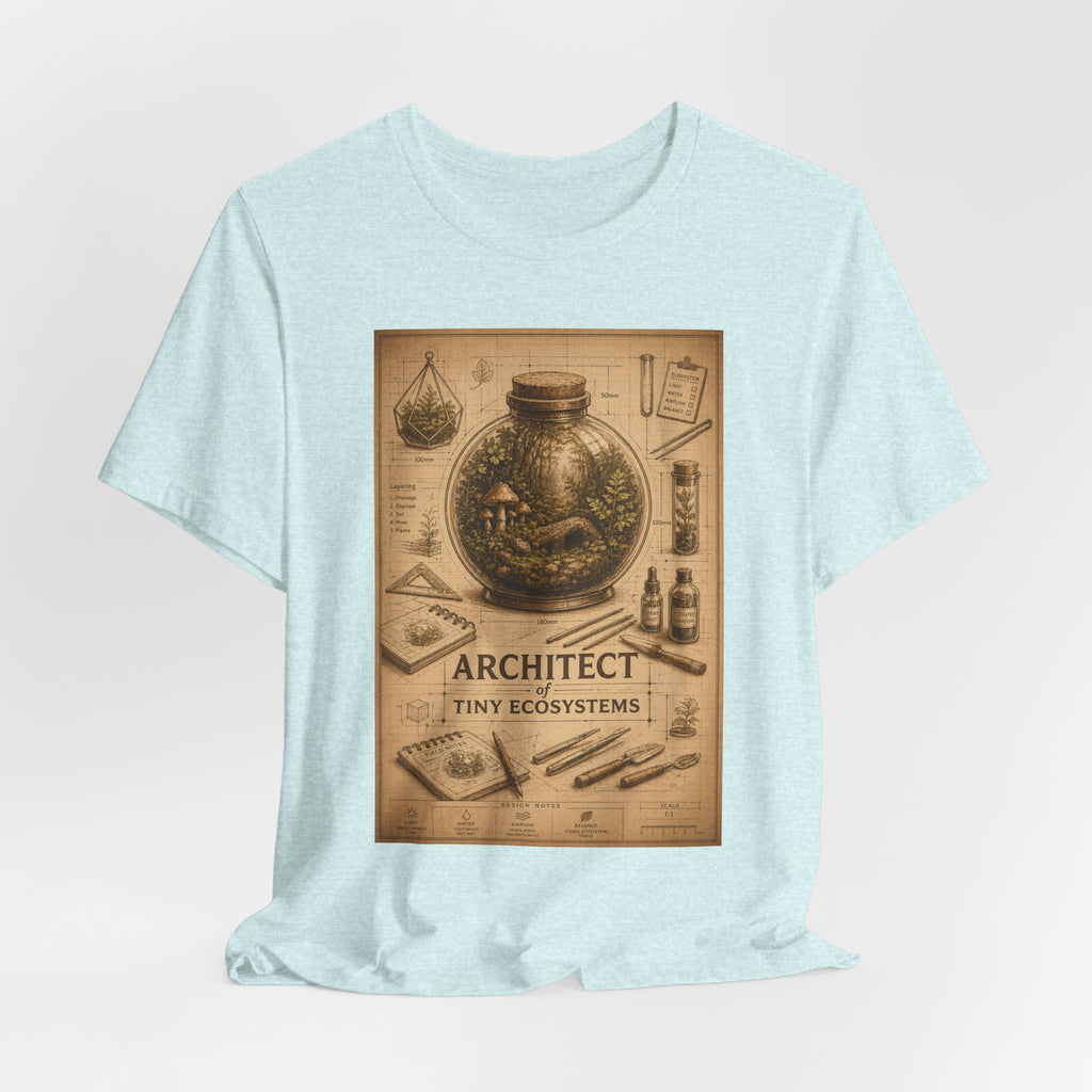 Architect of Tiny Ecosystems T-Shirt — Terrarium Builder Vintage Diagram Tee
