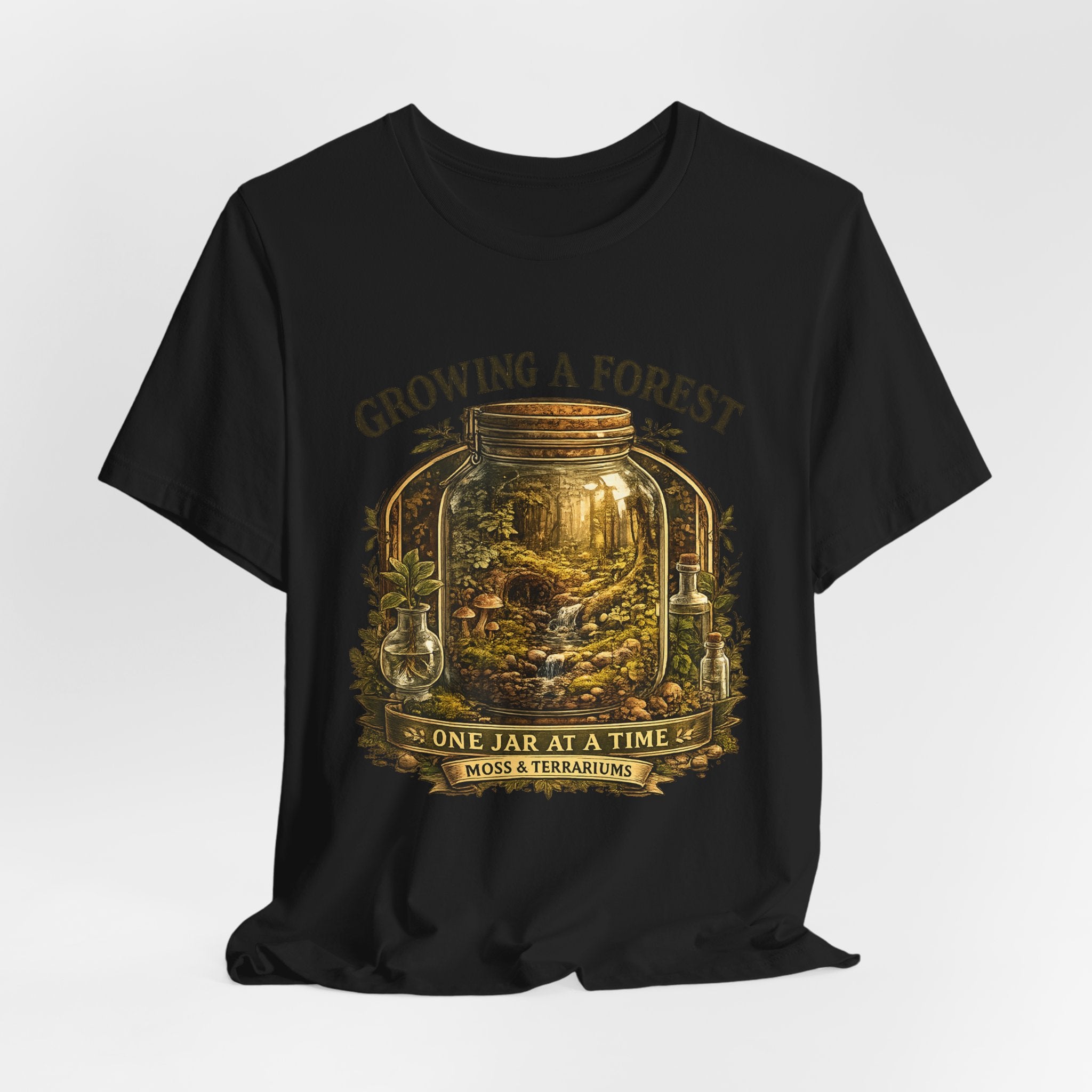 Growing a Forest Jar Tee — "One Jar at a Time" Moss & Terrarium T-Shirt