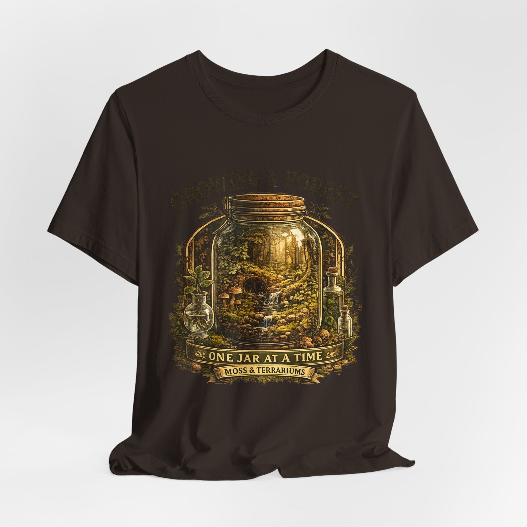 Growing a Forest Jar Tee — "One Jar at a Time" Moss & Terrarium T-Shirt