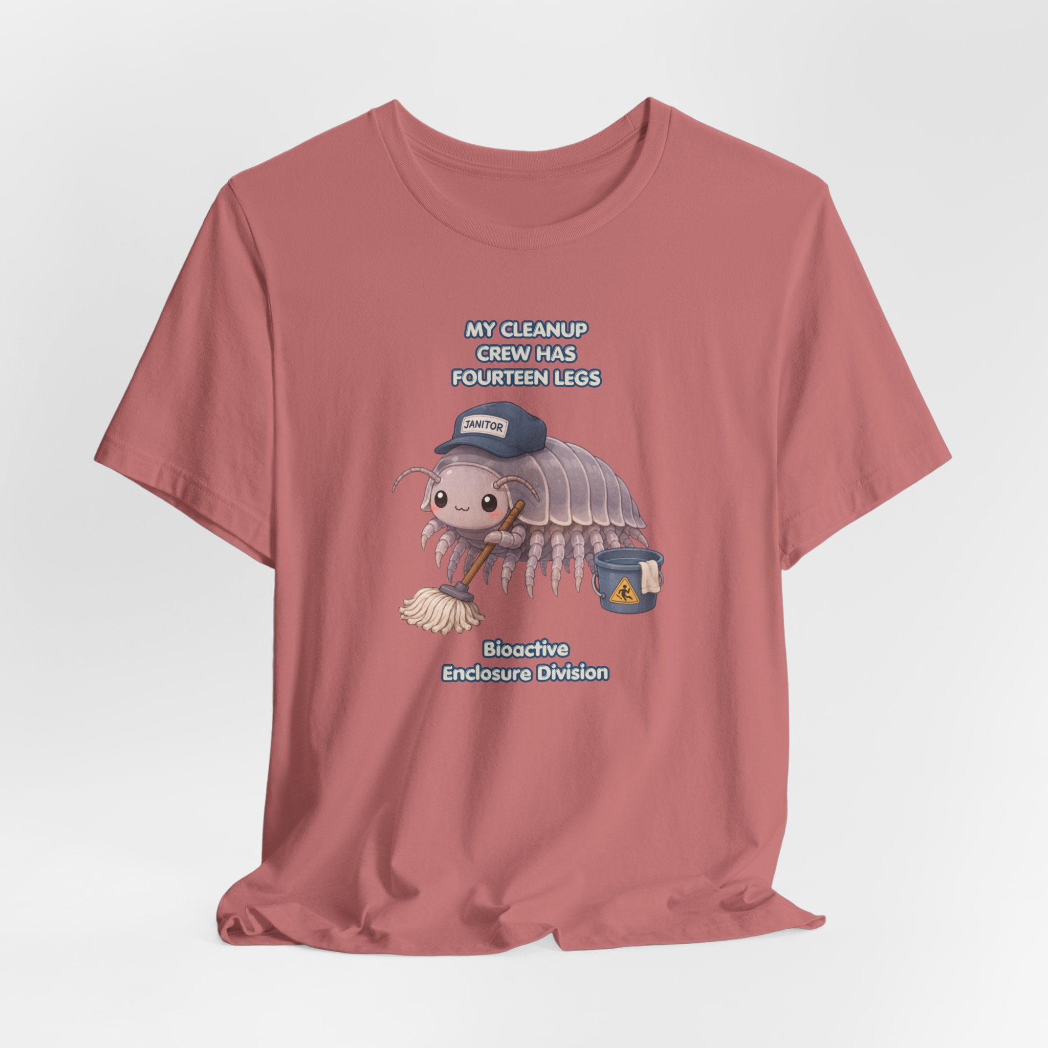 Isopod Janitor T-Shirt — Cute Pillbug Cleanup Shirt ("My Cleanup Crew Has Fourteen Legs")