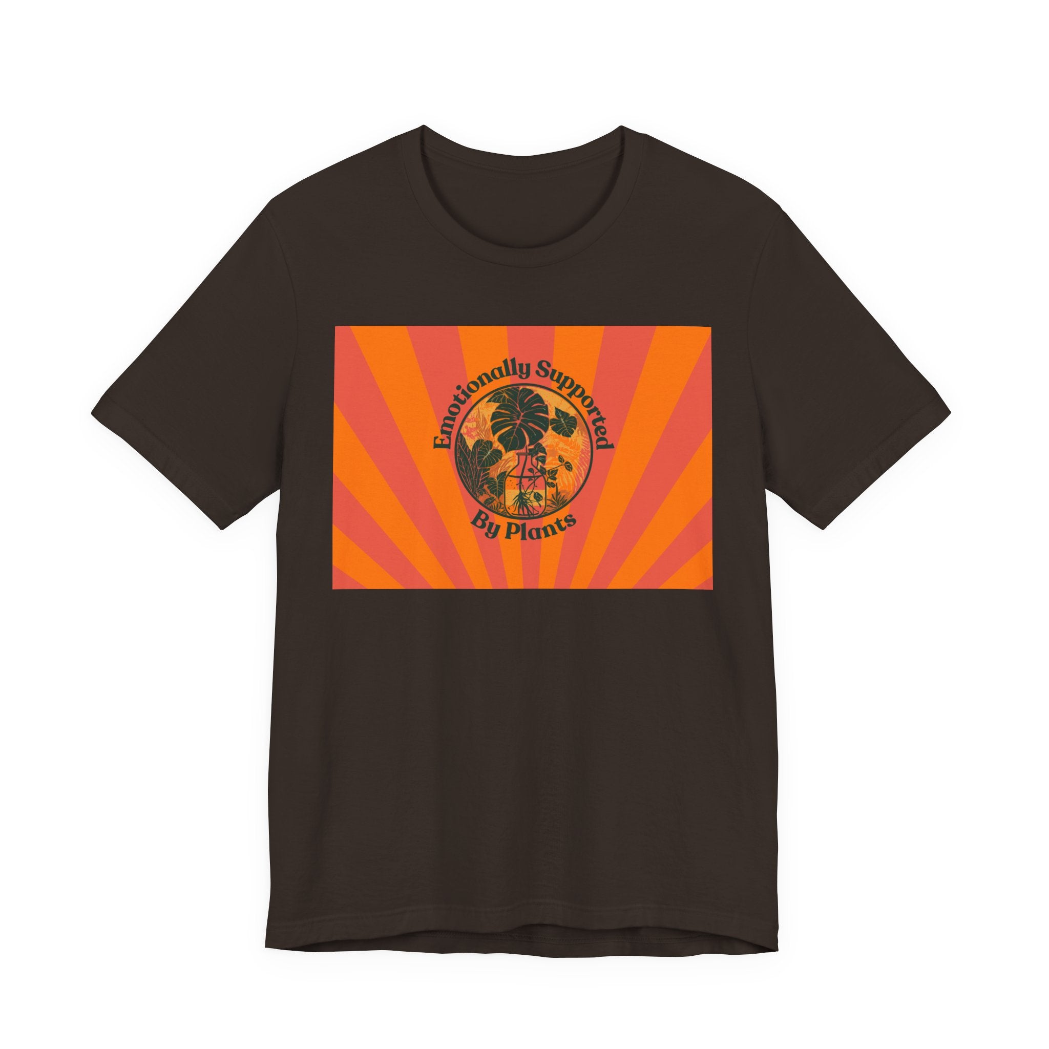 Retro Sunburst Plant Tee — “Emotionally Supported by Plants”