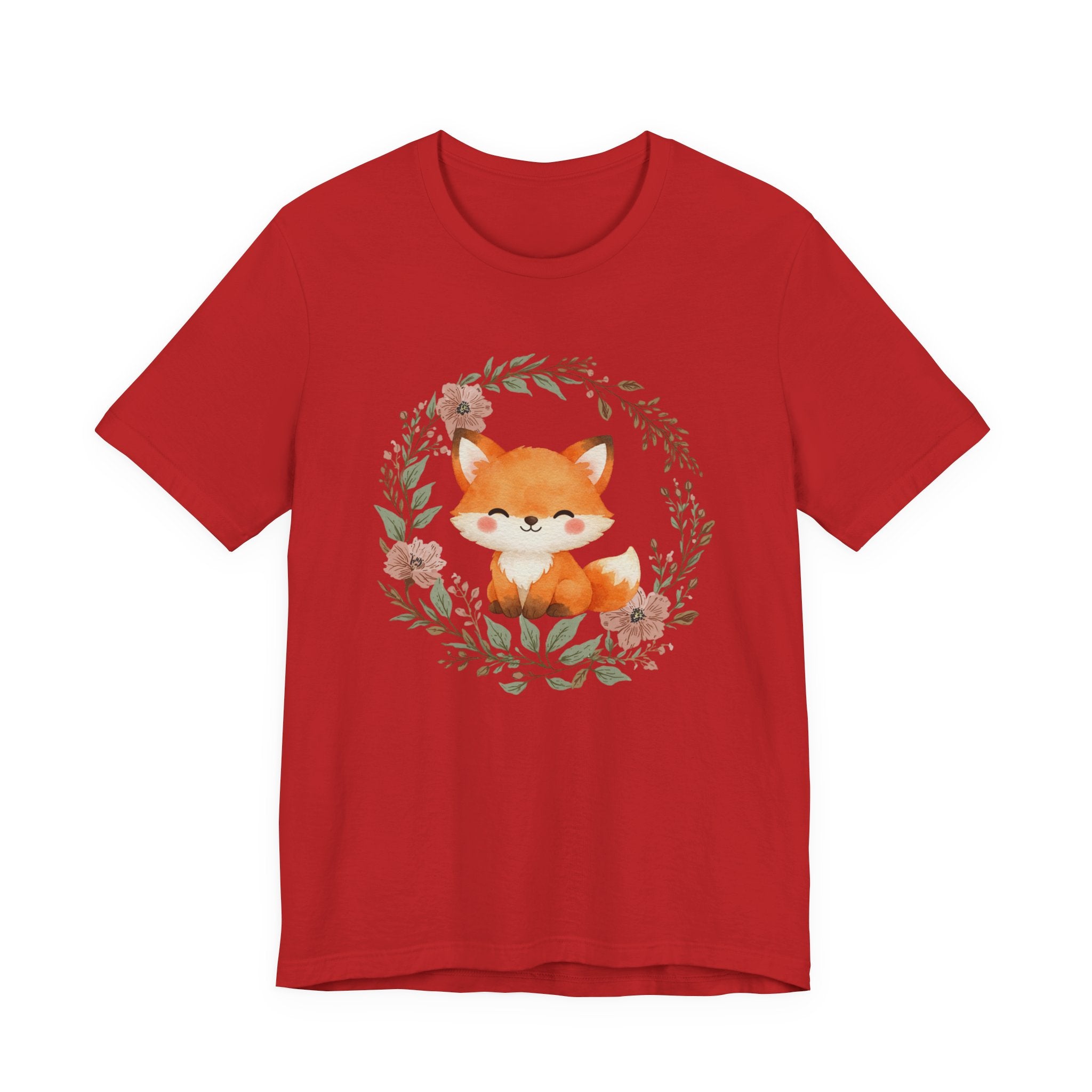 Cute Fox Wreath T-Shirt – Woodland Floral Baby Fox Tee