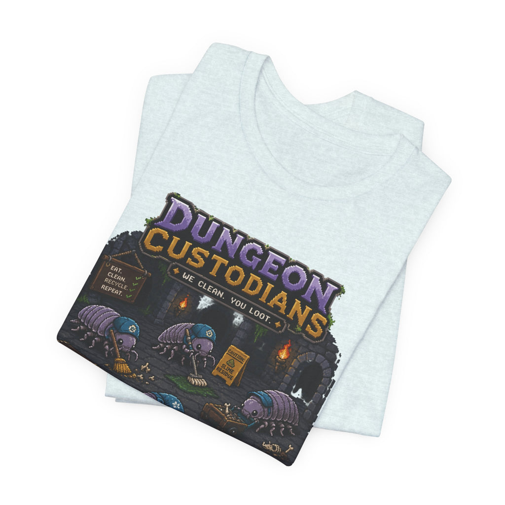 Dungeon Custodians T‑Shirt — Retro Pixel RPG Monsters Gaming Tee
