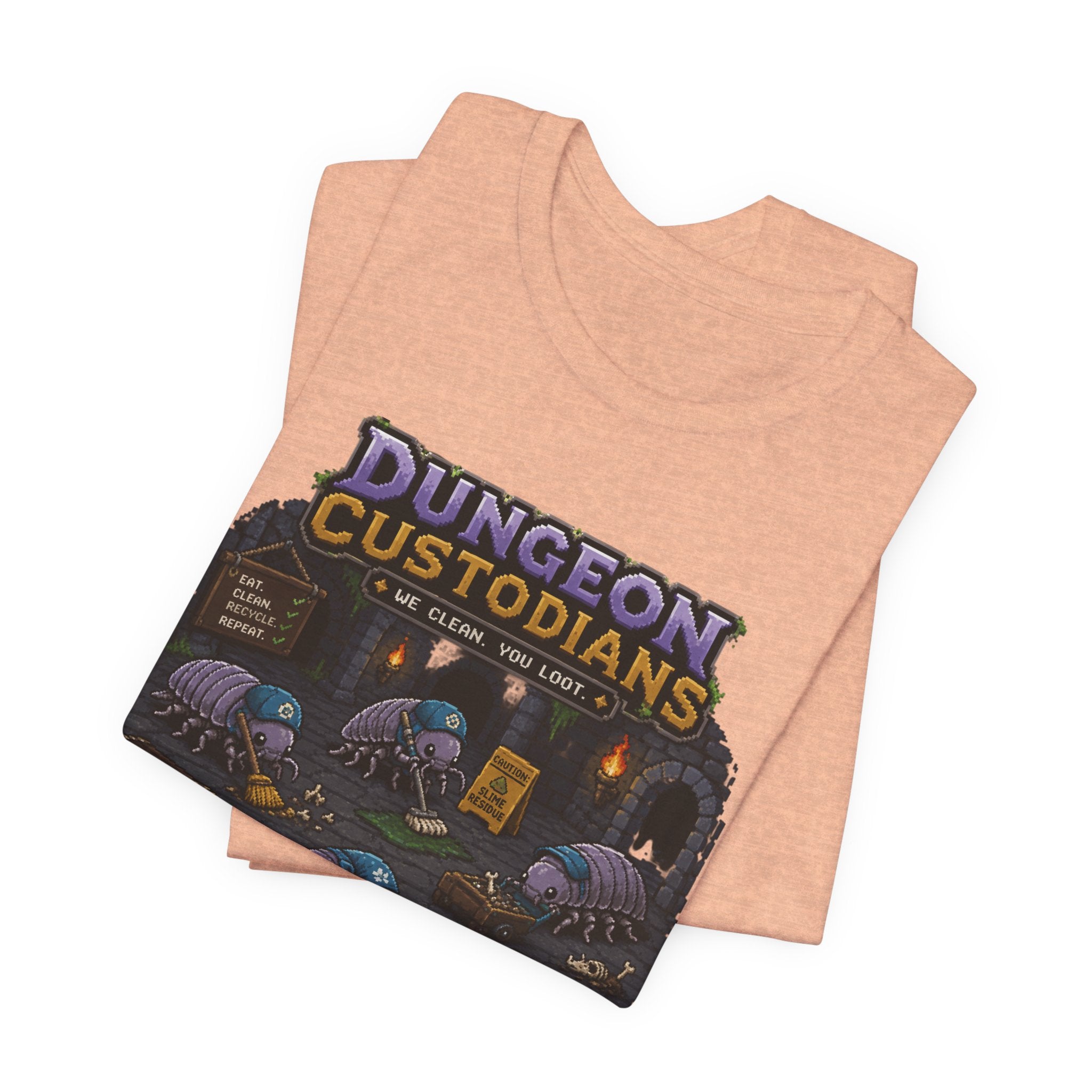 Dungeon Custodians T‑Shirt — Retro Pixel RPG Monsters Gaming Tee