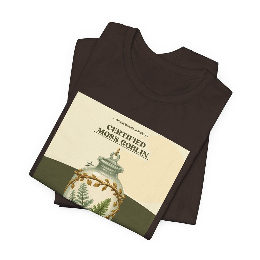 Moss Goblin Tee – 'Certified Moss Goblin' Botanical Jar Graphic T‑Shirt