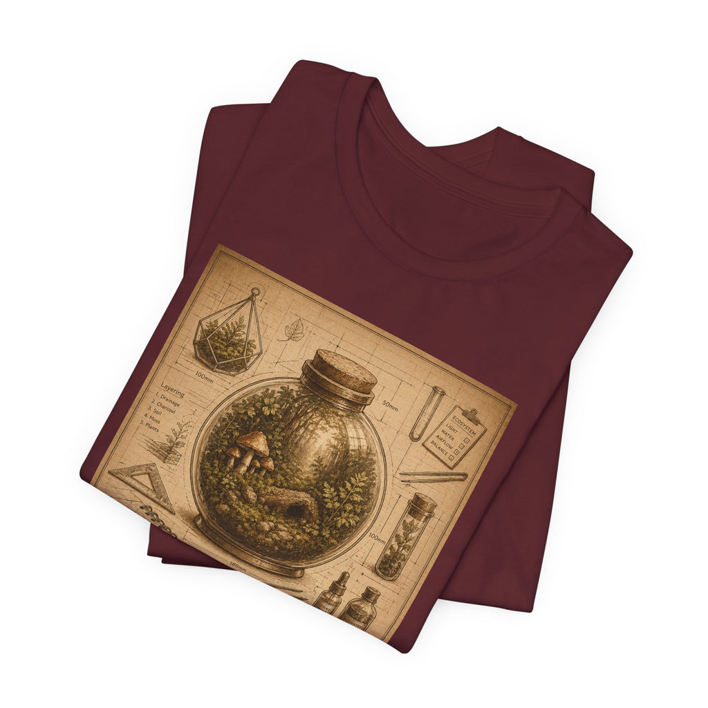 Architect of Tiny Ecosystems T-Shirt — Terrarium Builder Vintage Diagram Tee