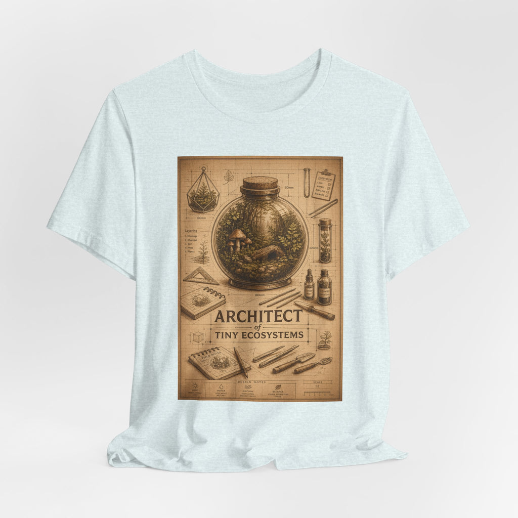 Architect of Tiny Ecosystems T-Shirt — Terrarium Builder Vintage Diagram Tee