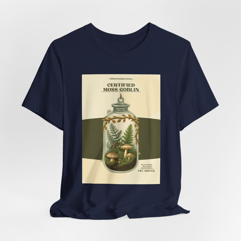 Moss Goblin Tee – 'Certified Moss Goblin' Botanical Jar Graphic T‑Shirt