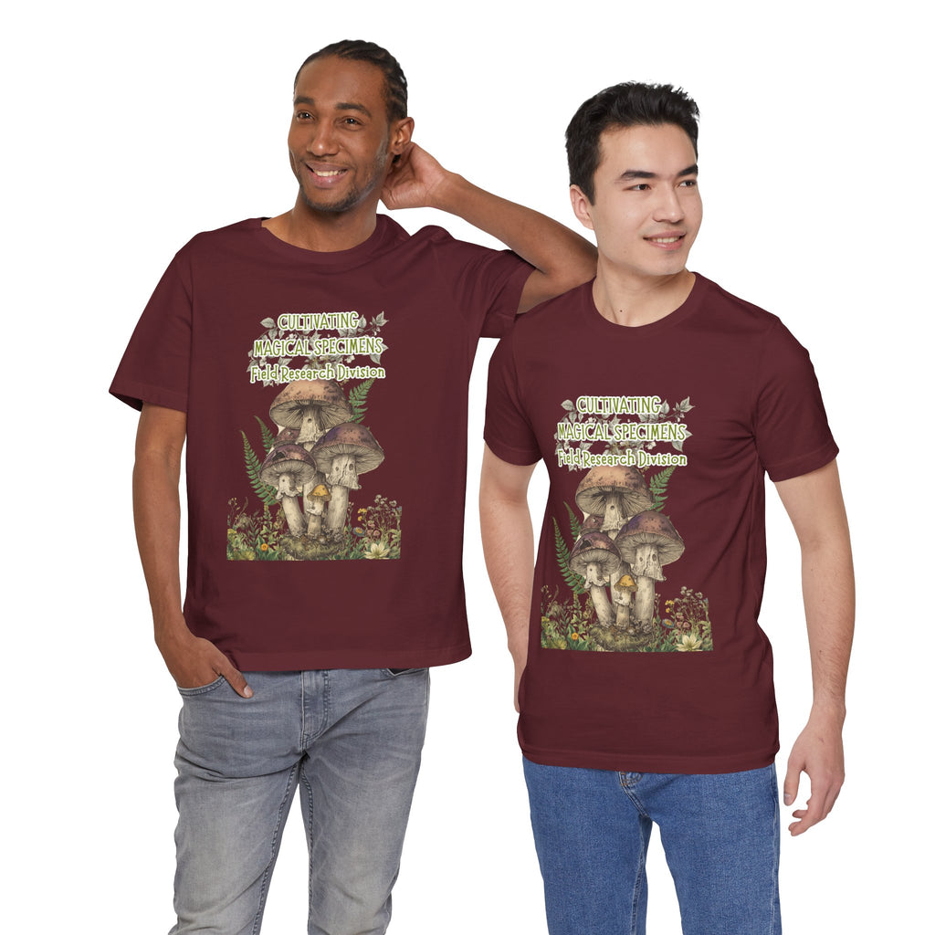 Mushroom Field Research Tee — "Cultivating Magical Specimens" Botanical Graphic Shirt