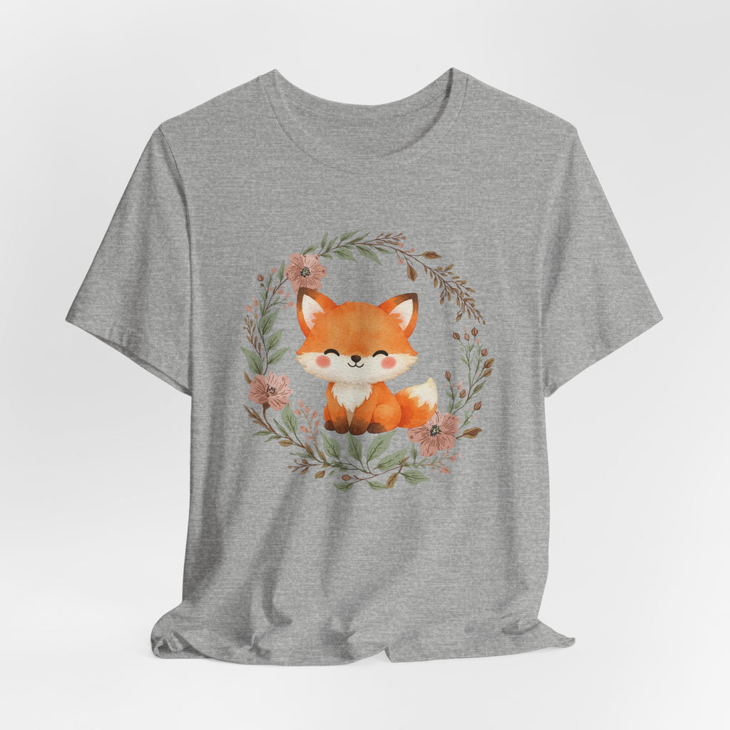Cute Fox Wreath T-Shirt – Woodland Floral Baby Fox Tee