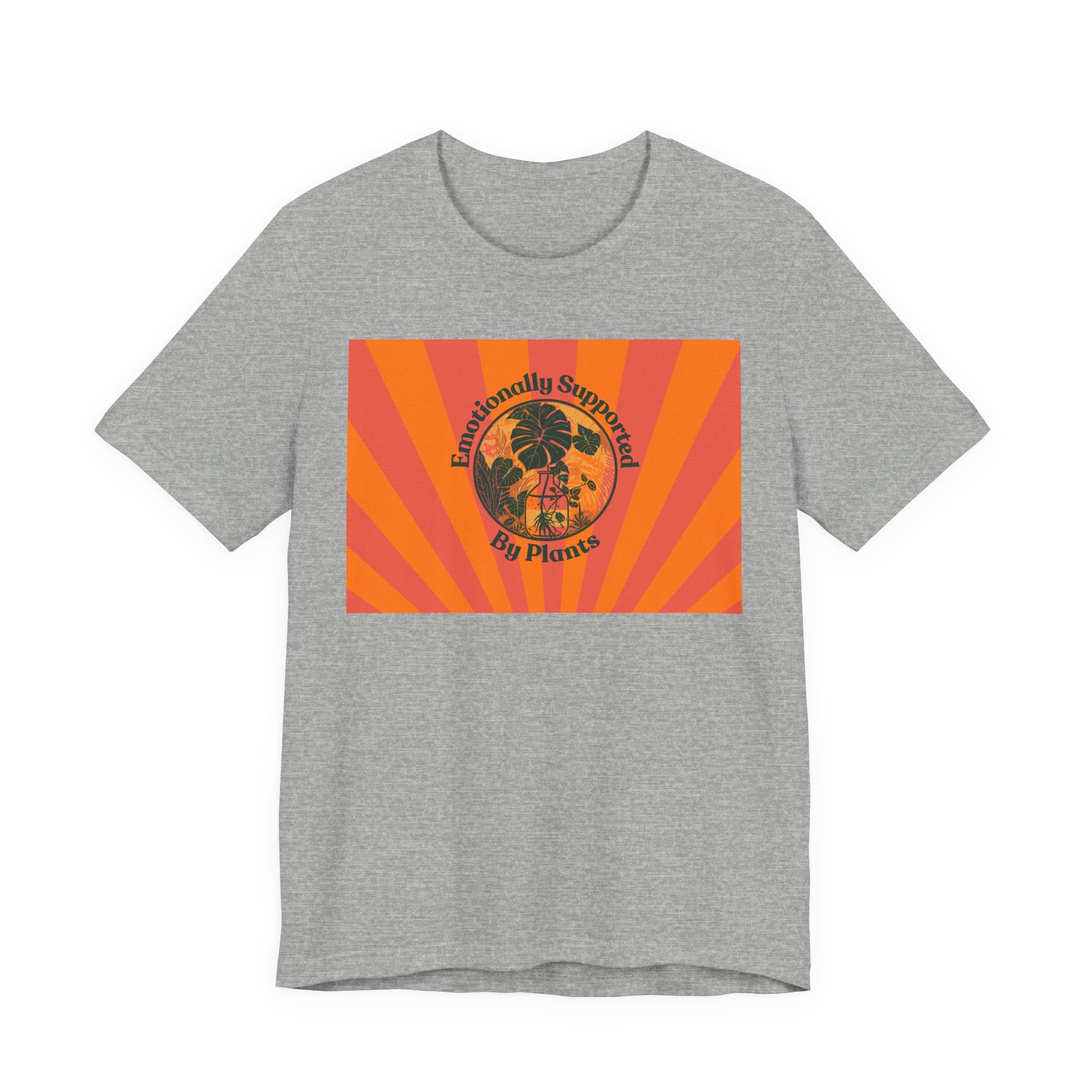 Retro Sunburst Plant Tee — “Emotionally Supported by Plants”
