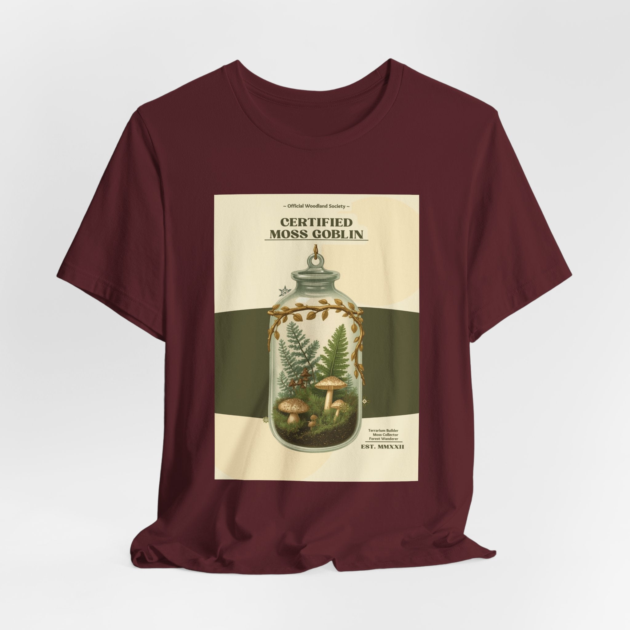 Moss Goblin Tee – 'Certified Moss Goblin' Botanical Jar Graphic T‑Shirt