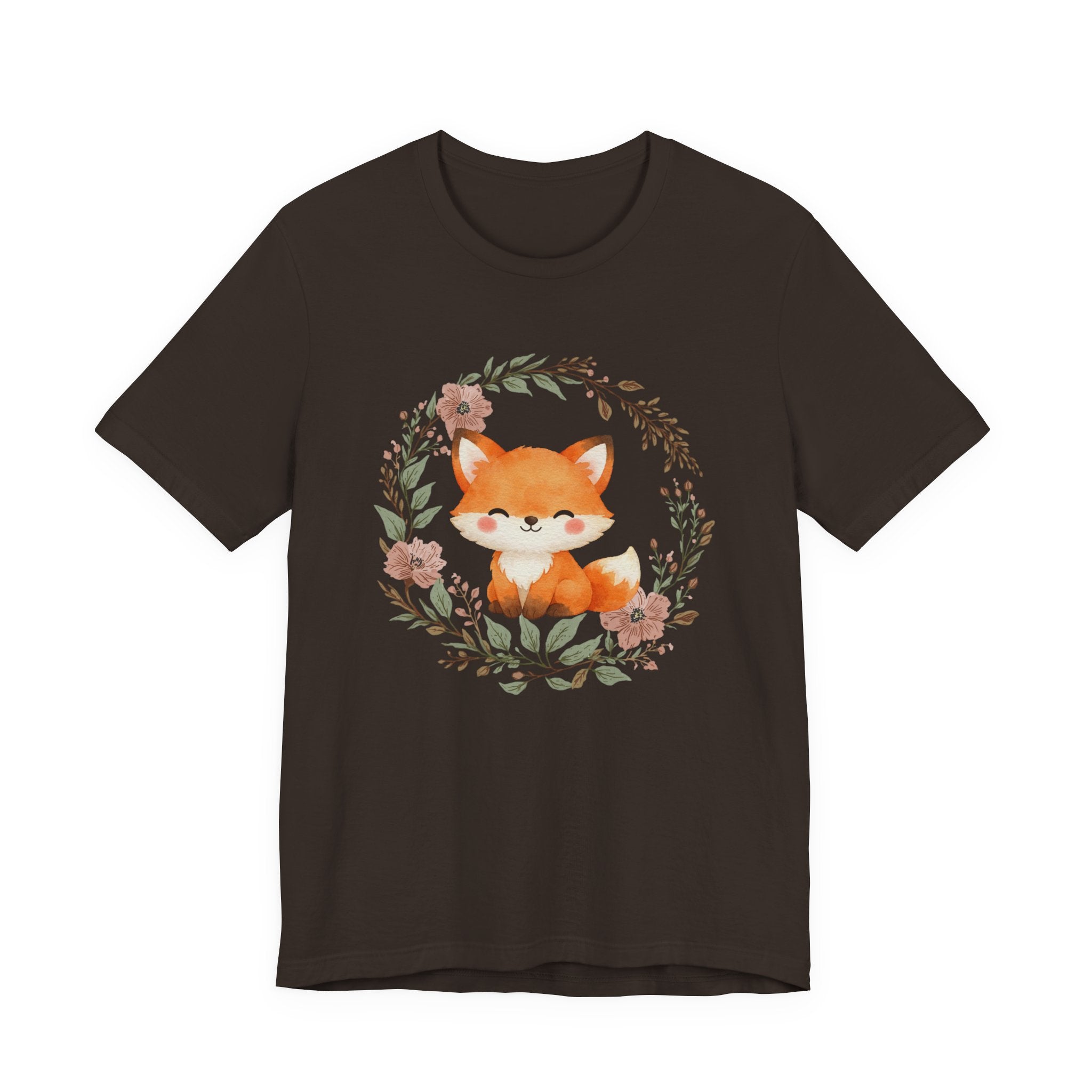 Cute Fox Wreath T-Shirt – Woodland Floral Baby Fox Tee