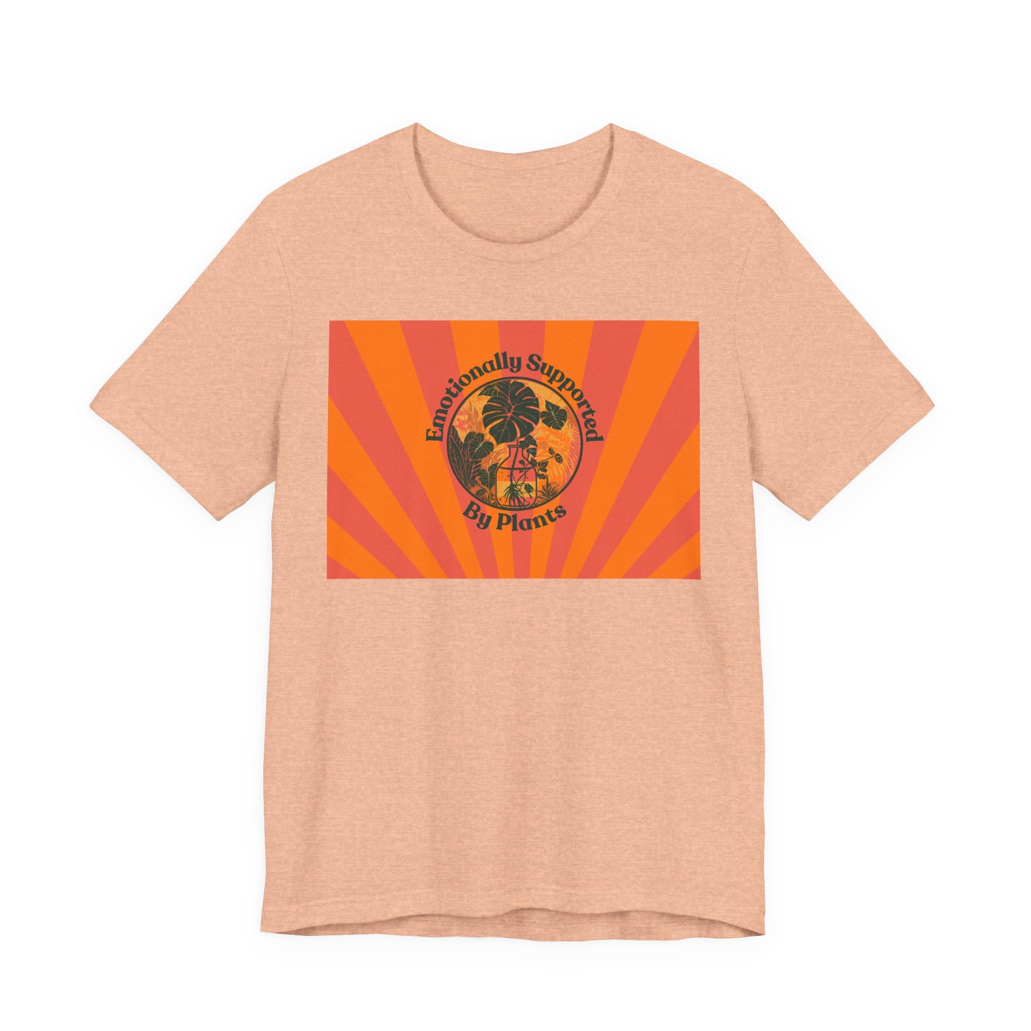 Retro Sunburst Plant Tee — “Emotionally Supported by Plants”