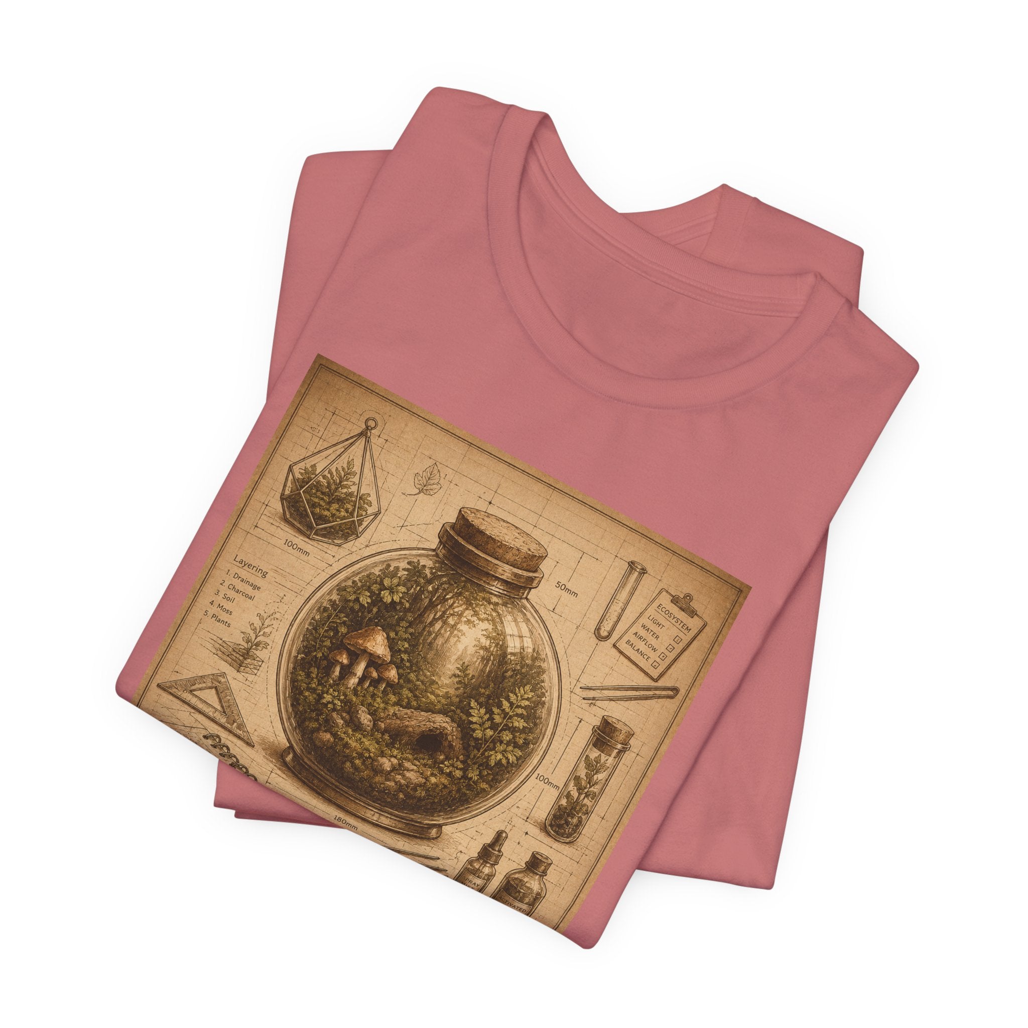 Architect of Tiny Ecosystems T-Shirt — Terrarium Builder Vintage Diagram Tee